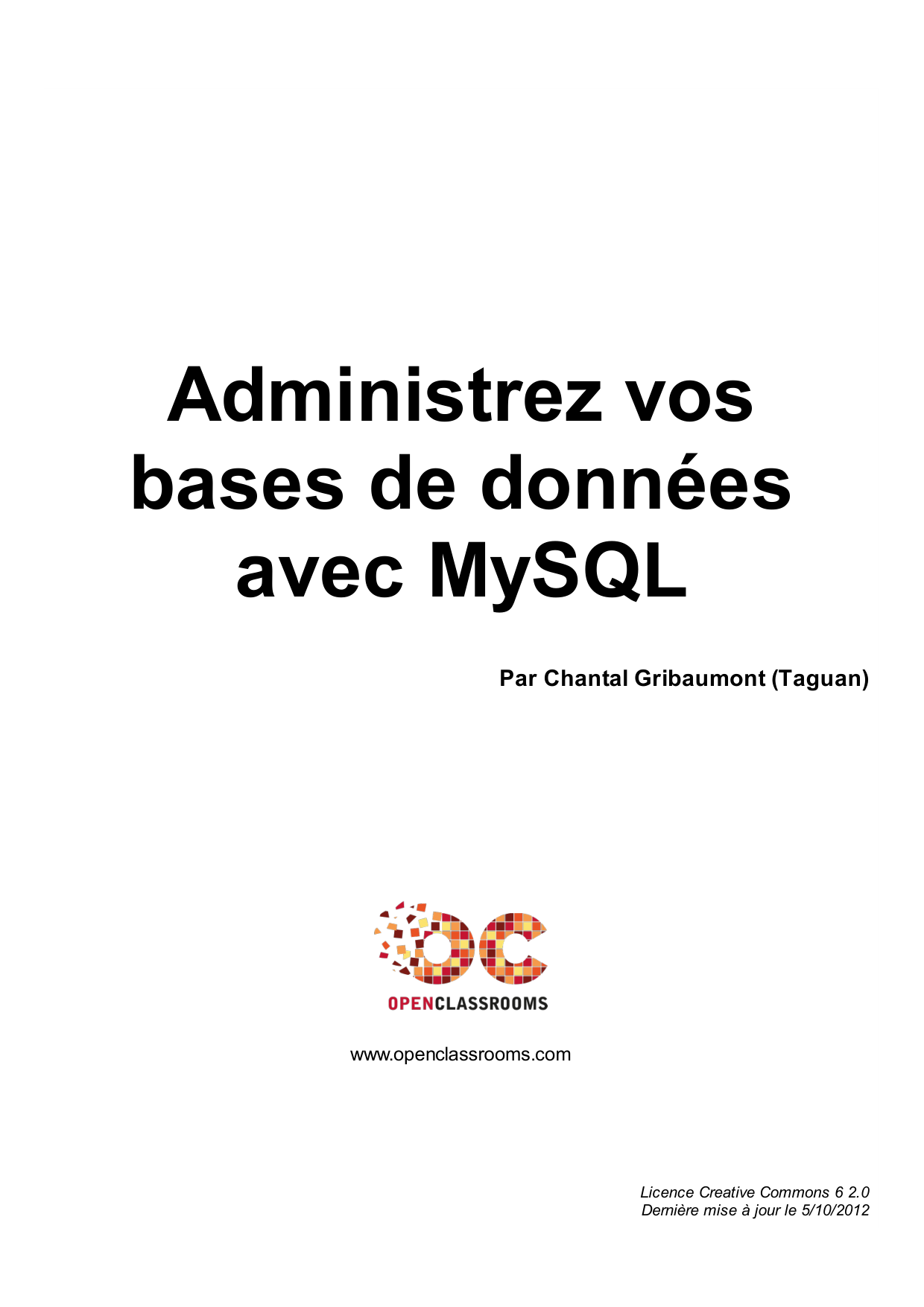 Couverture — Administrez vos bases de données avec MySQL