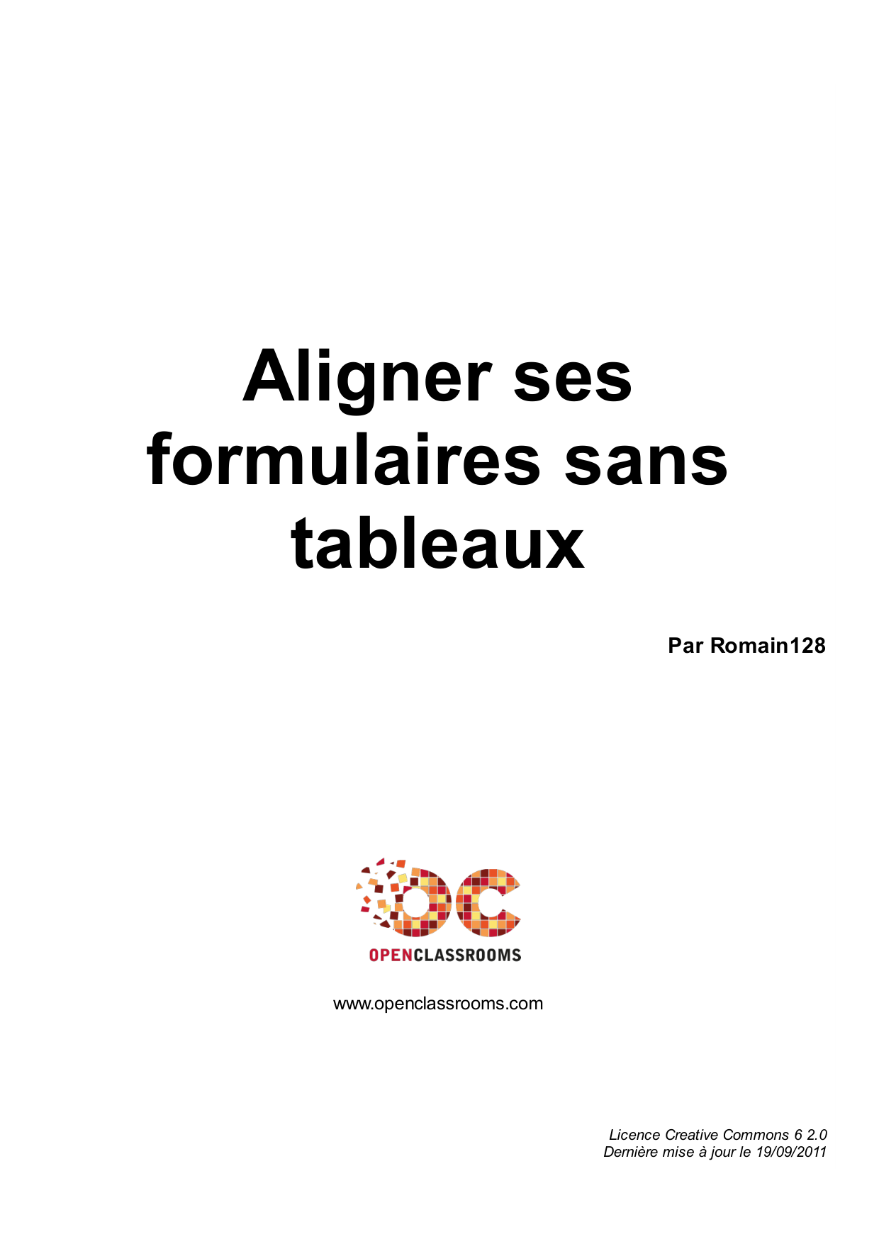Couverture — Aligner ses formulaires sans tableaux