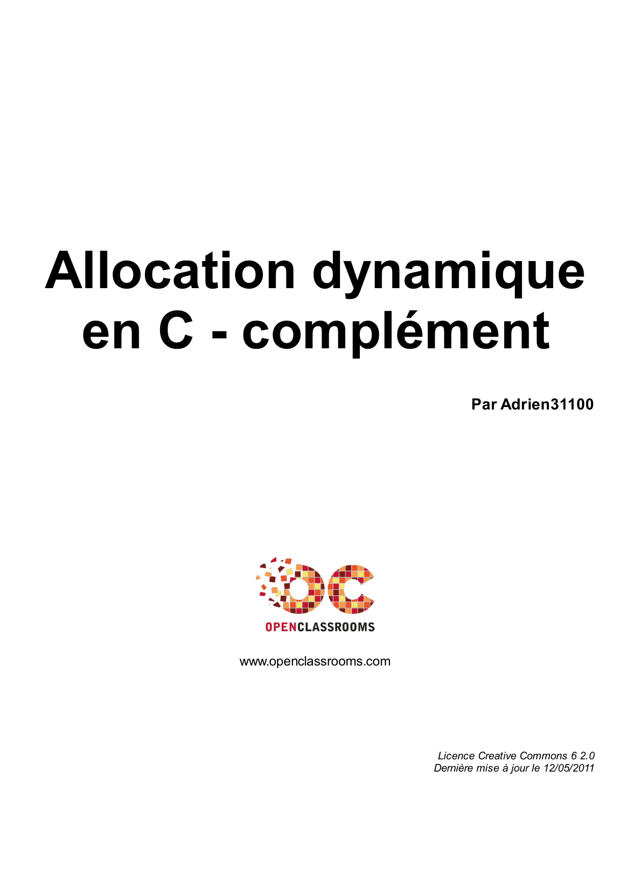 Couverture — Allocation dynamique en C - complément