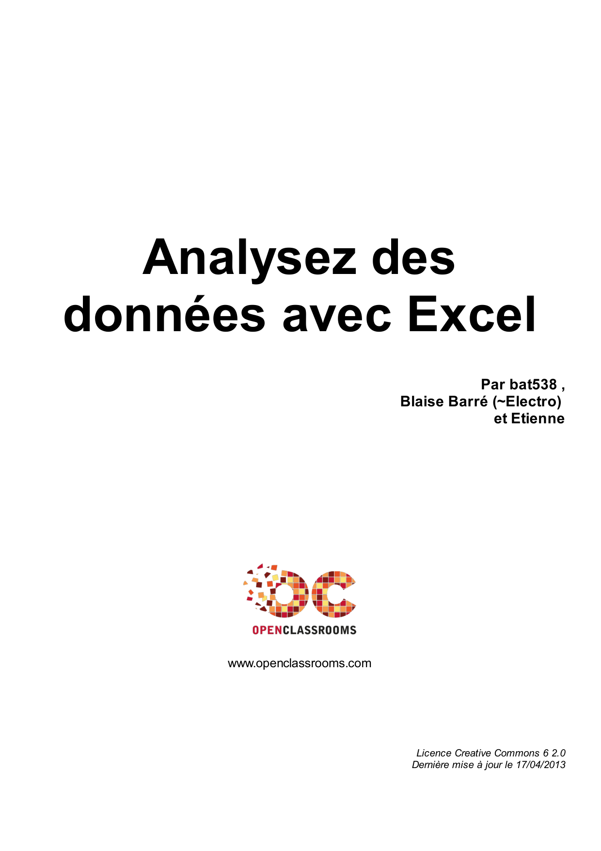 Couverture — Analysez des données avec Excel