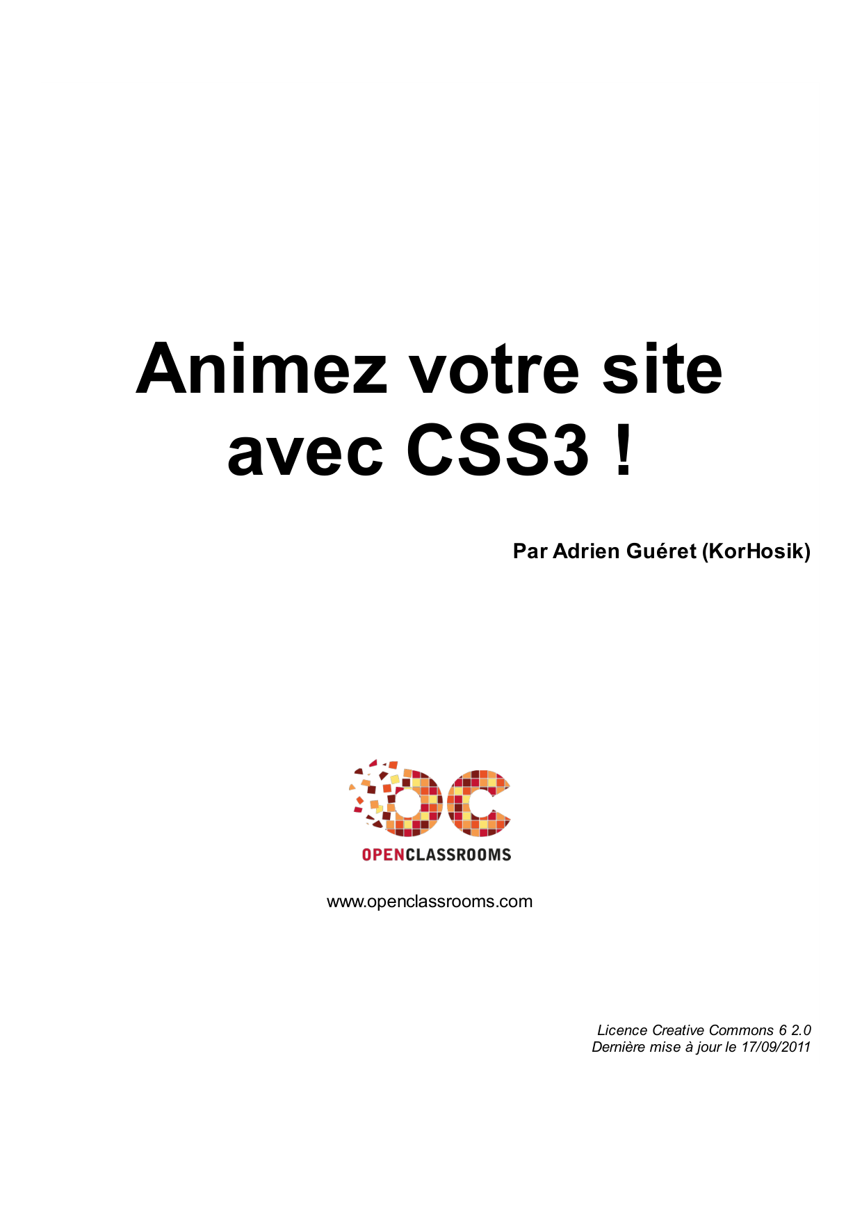 Couverture — Animez votre site avec CSS3 !