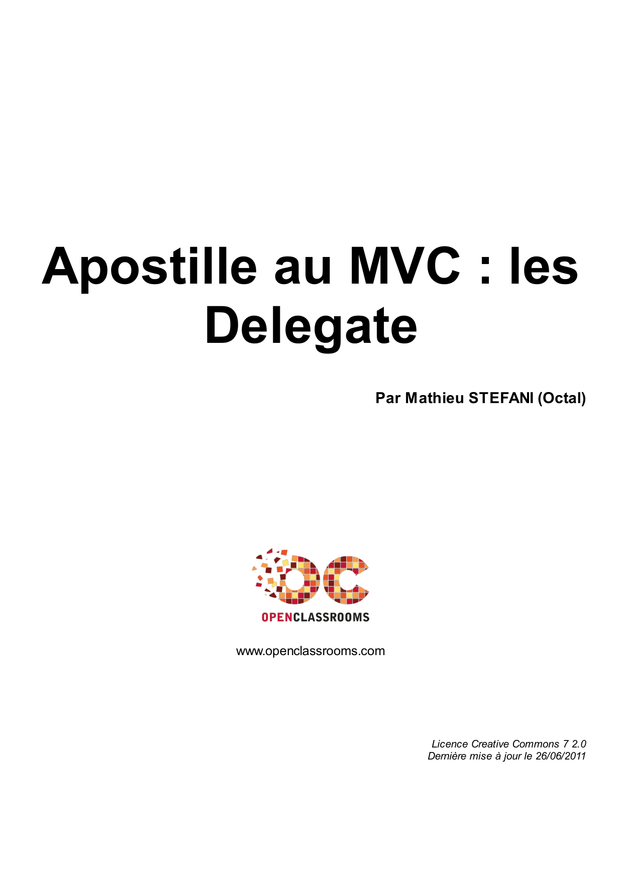 Couverture — Apostille au MVC : les Delegate