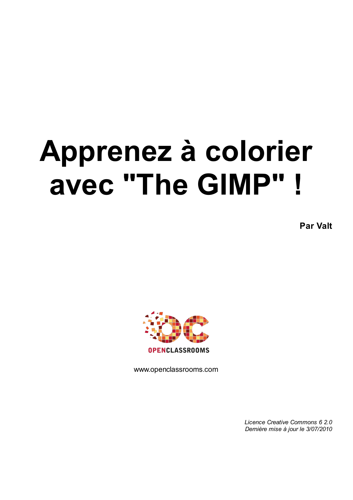 Couverture — Apprenez à colorier avec "The GIMP" !