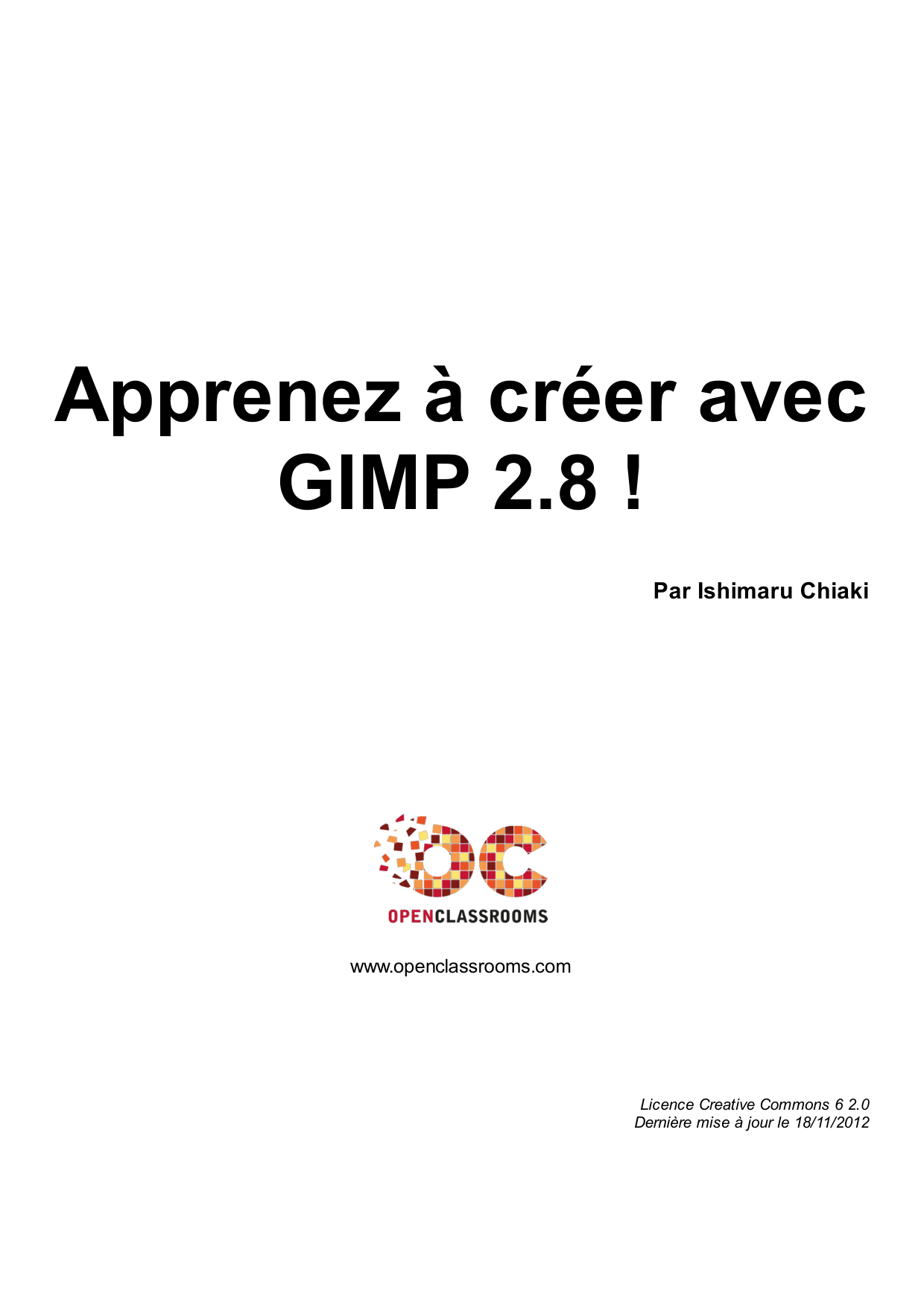 Couverture — Apprenez à créer avec GIMP 2.8 !