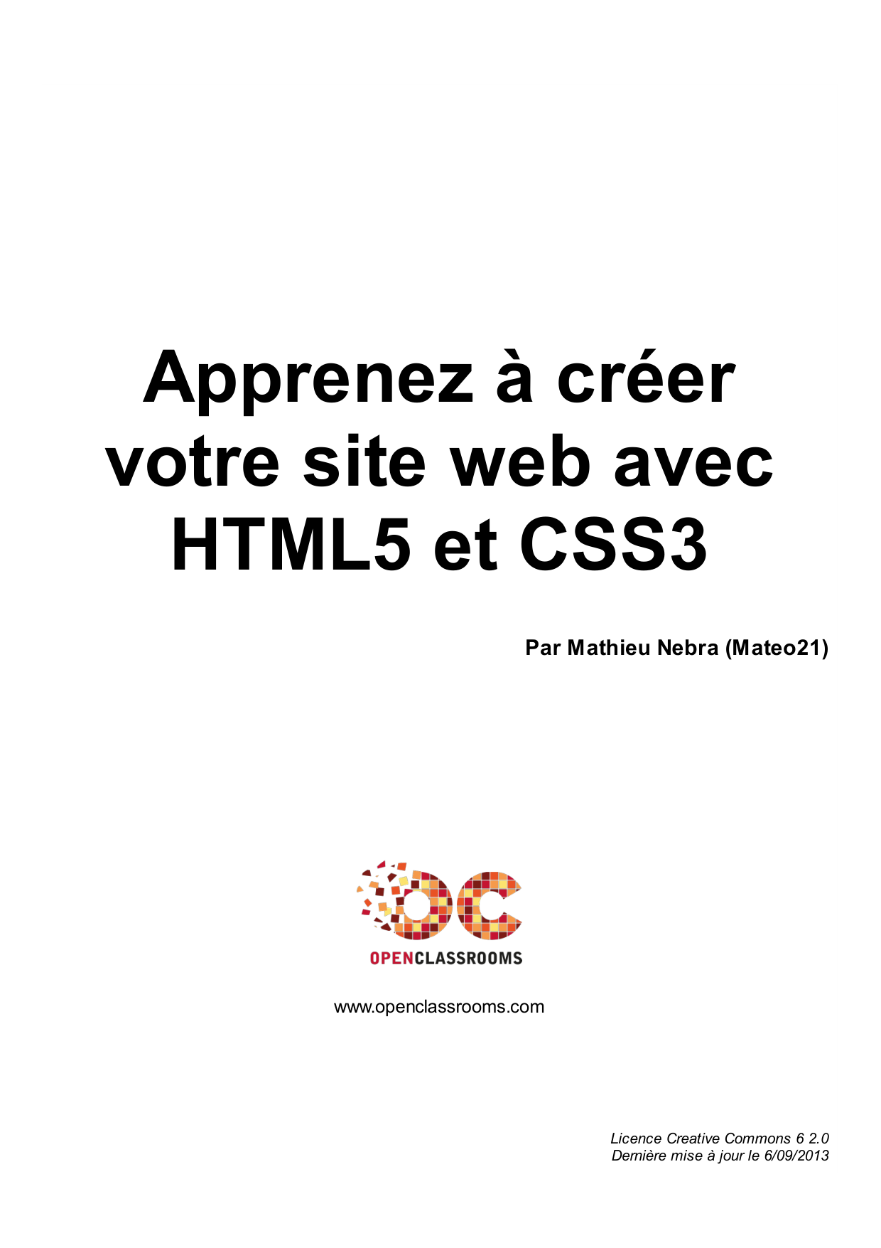 Couverture — Apprenez à créer votre site web avec HTML5 et CSS3