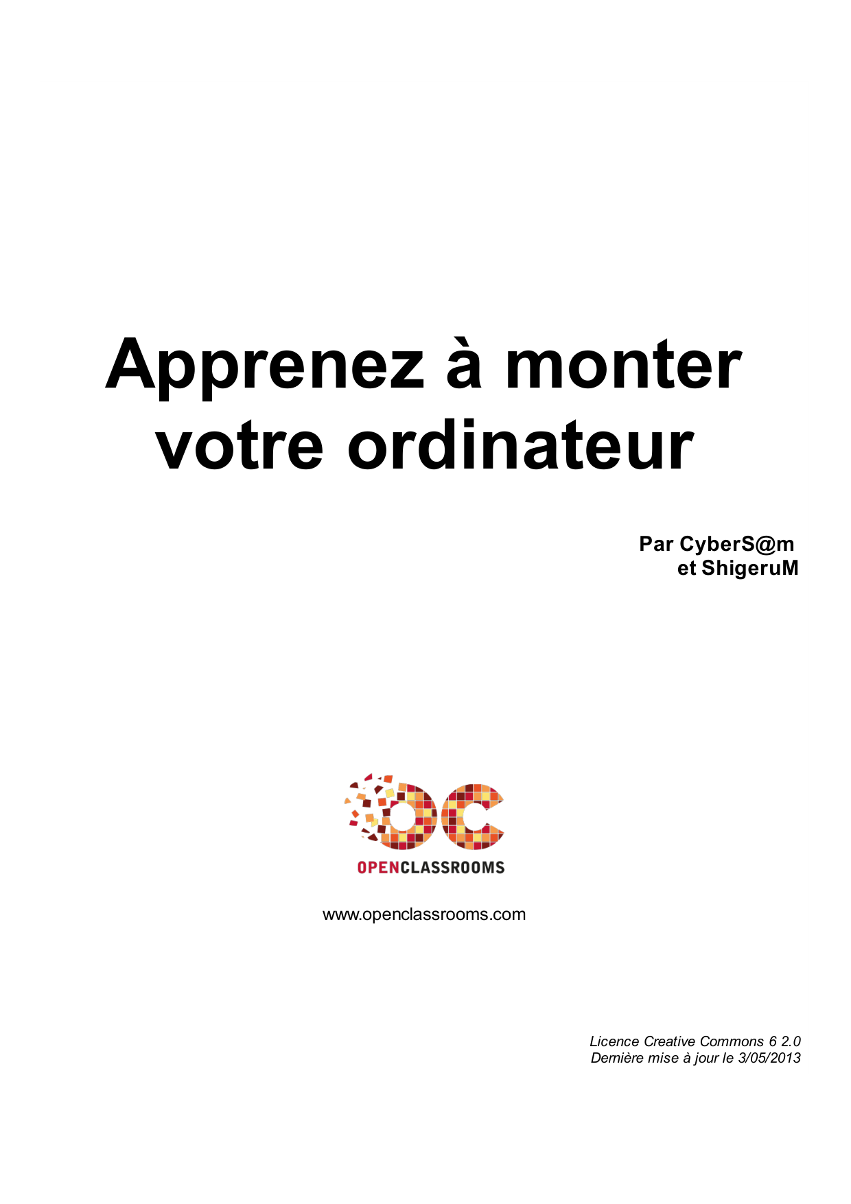 Couverture — Apprenez à monter votre ordinateur