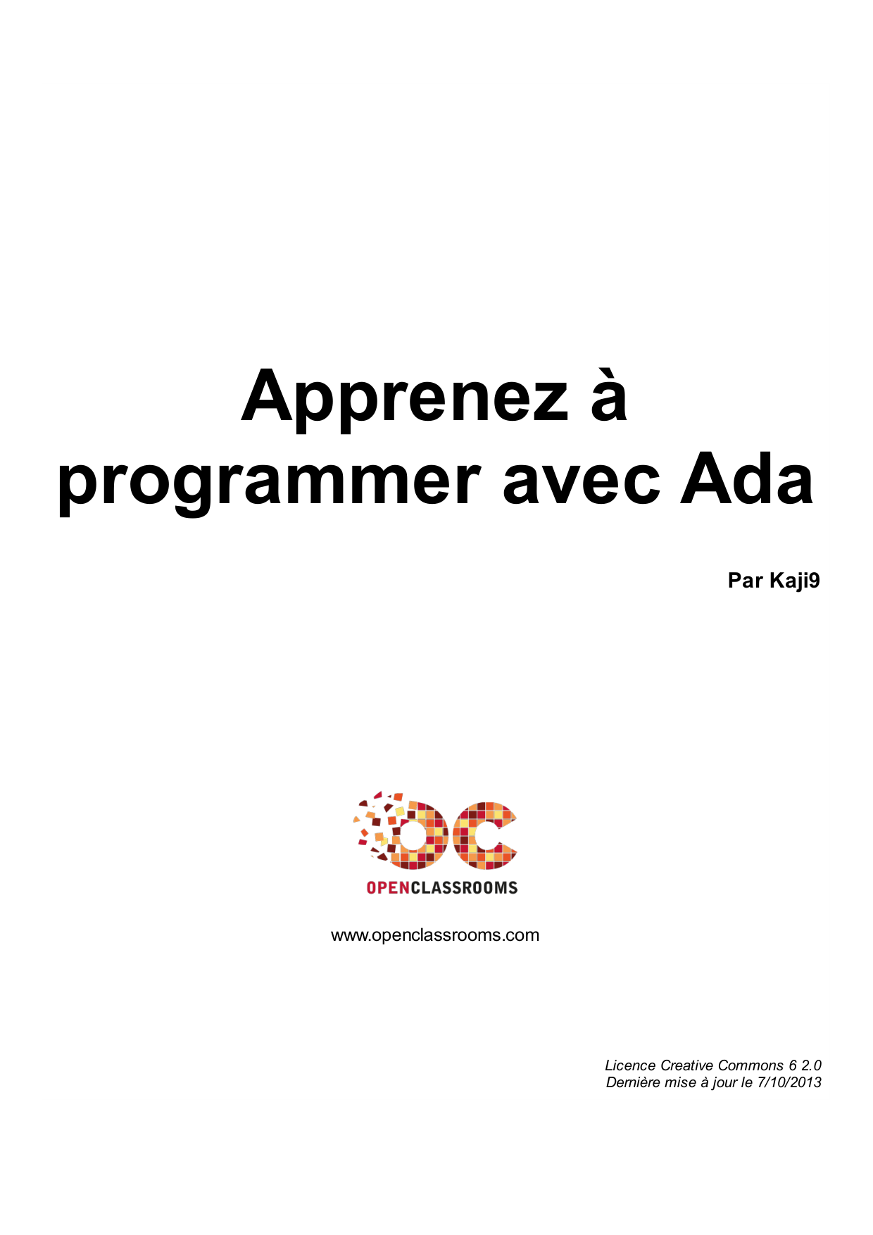 Couverture — Apprenez à programmer avec Ada