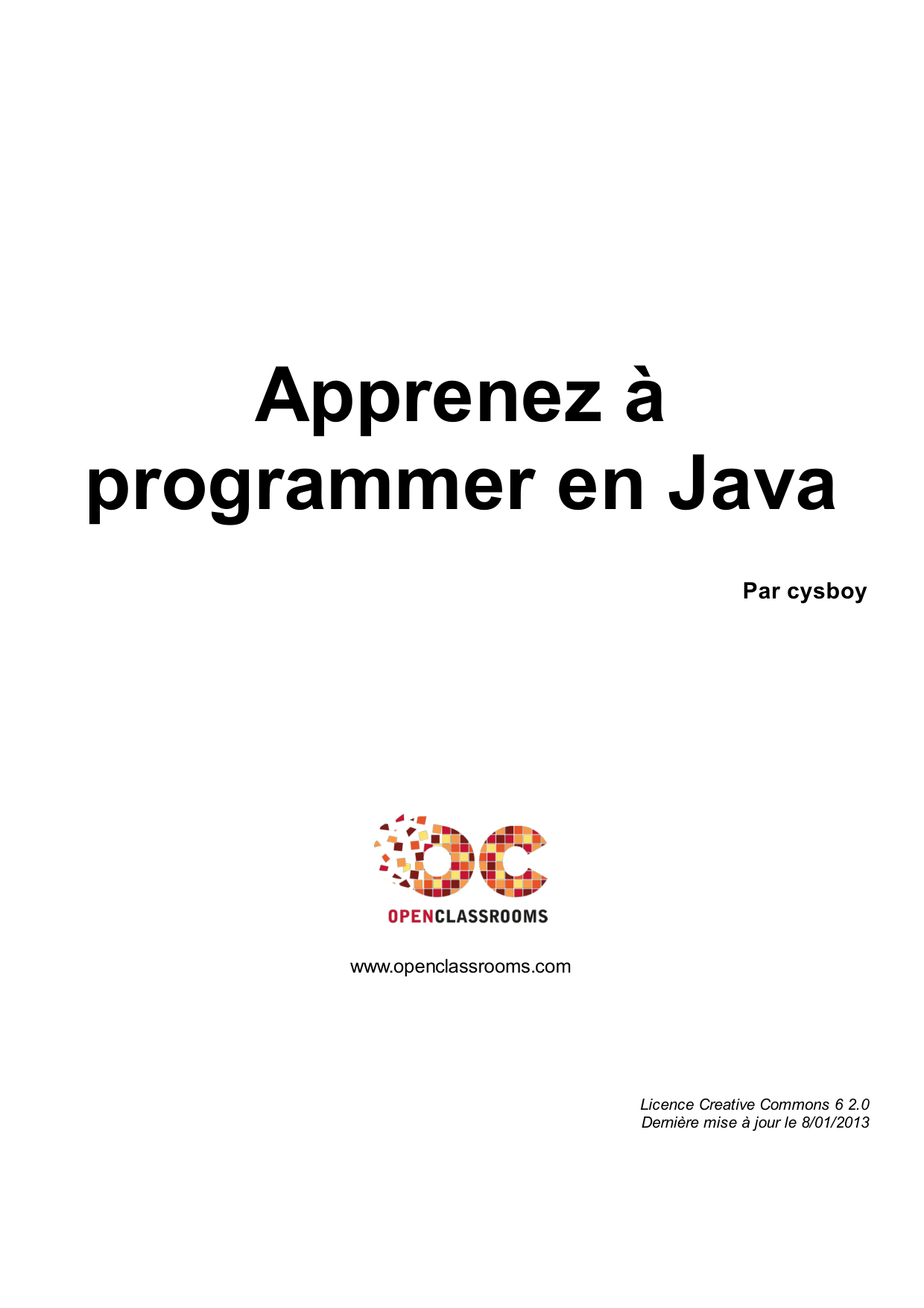 Couverture — Apprenez à programmer en Java