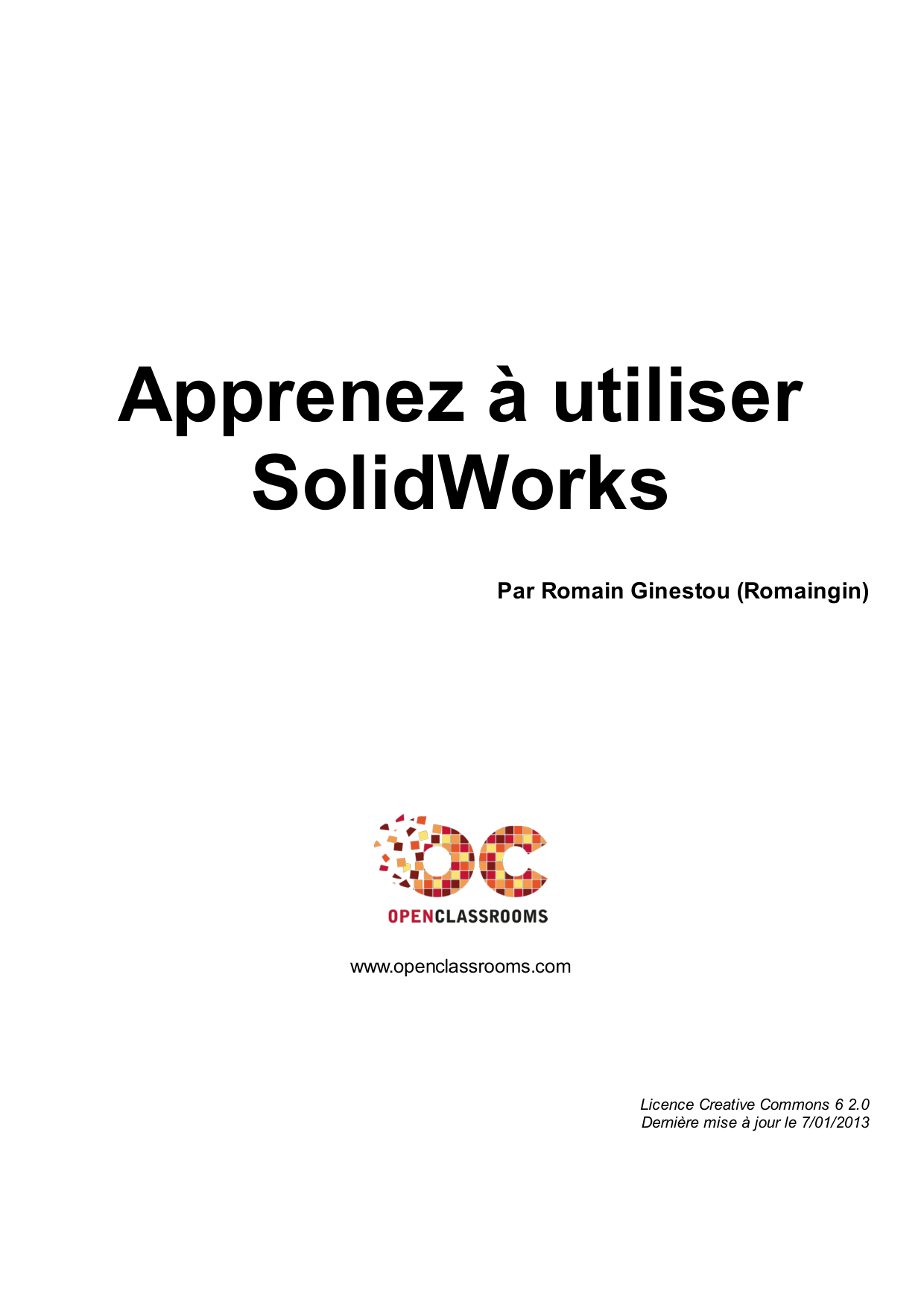 Couverture — Apprenez à utiliser SolidWorks