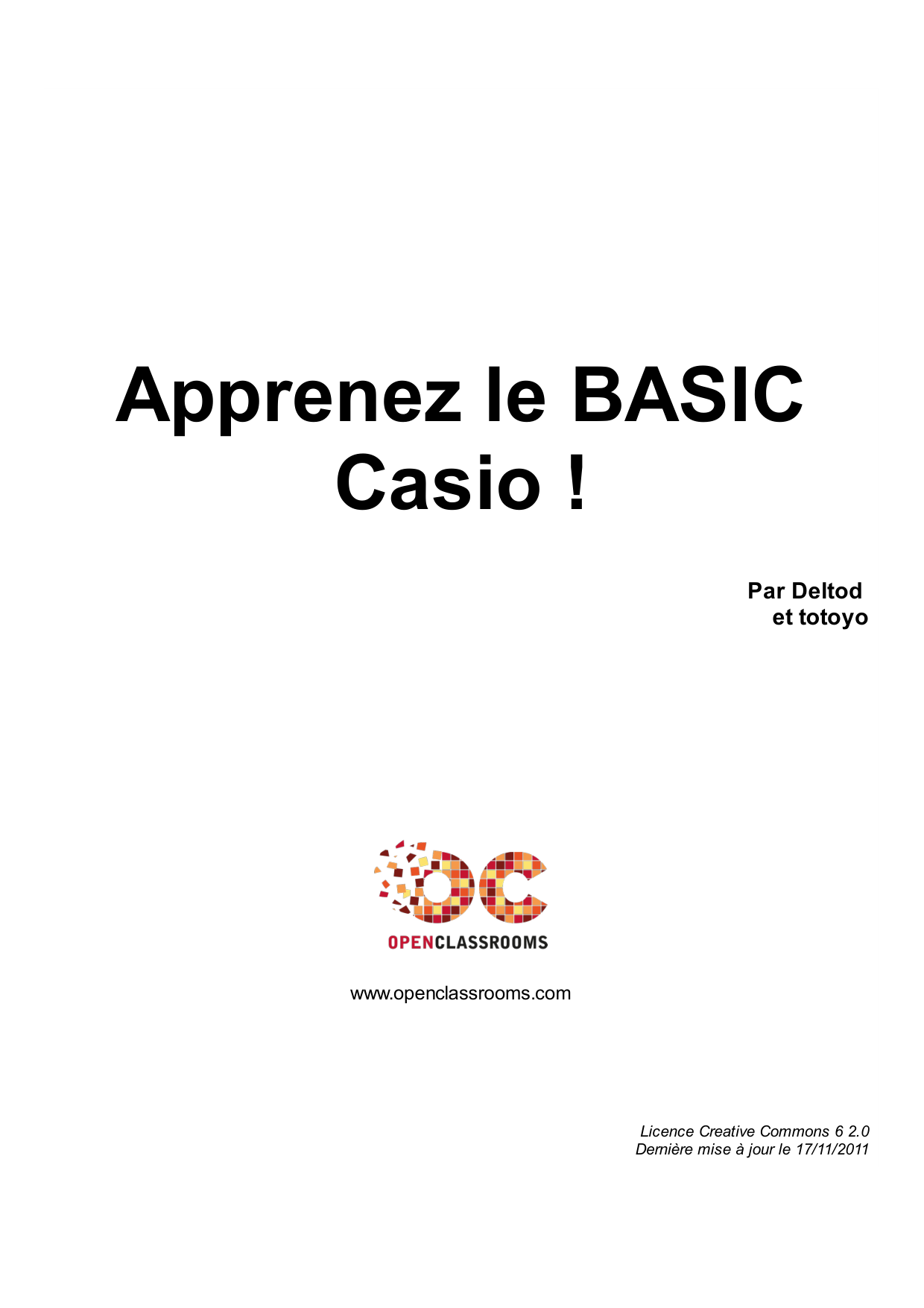 Couverture — Apprenez le BASIC Casio !