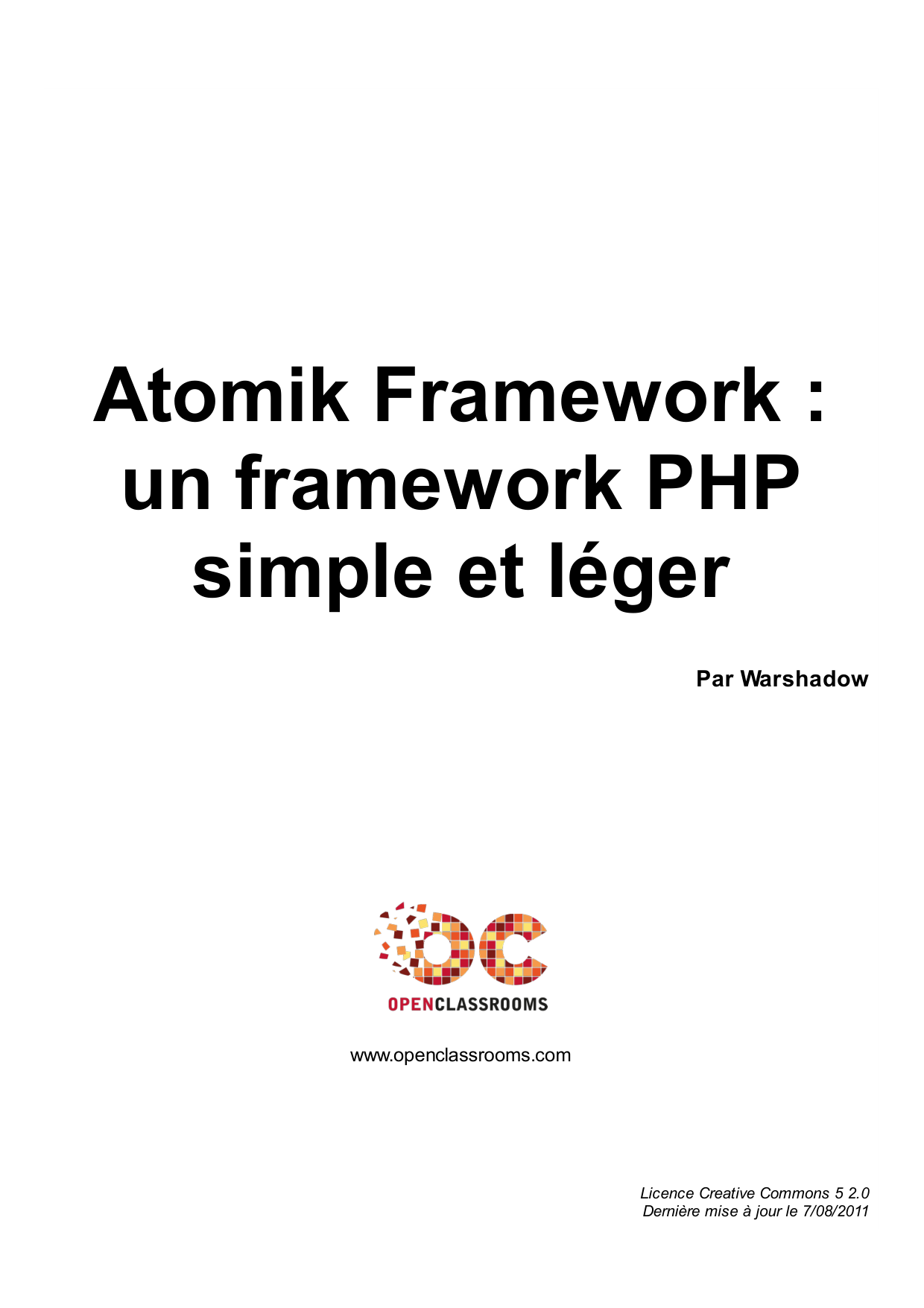 Couverture — Atomik Framework : un framework PHP simple et léger