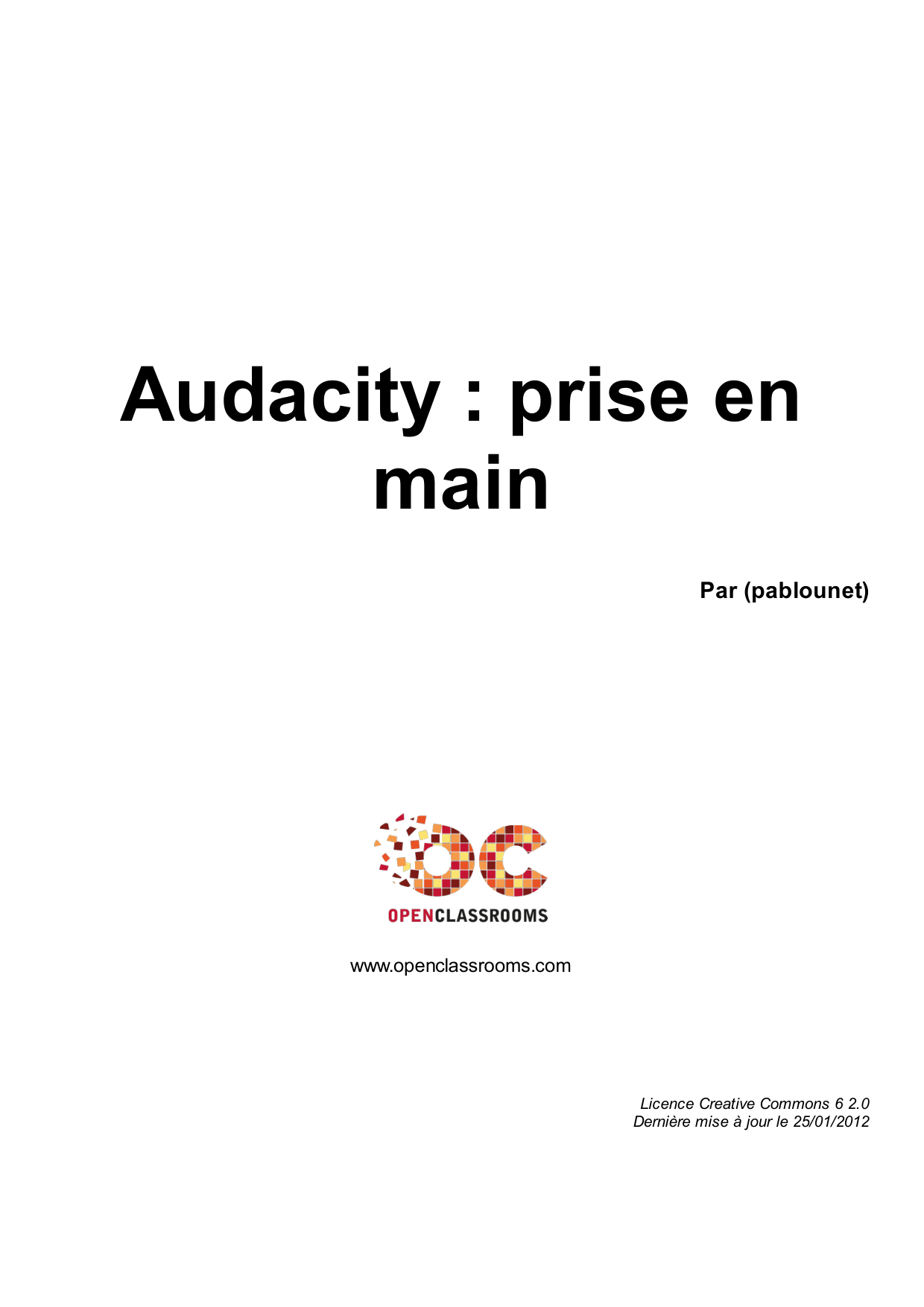 Couverture — Audacity : prise en main