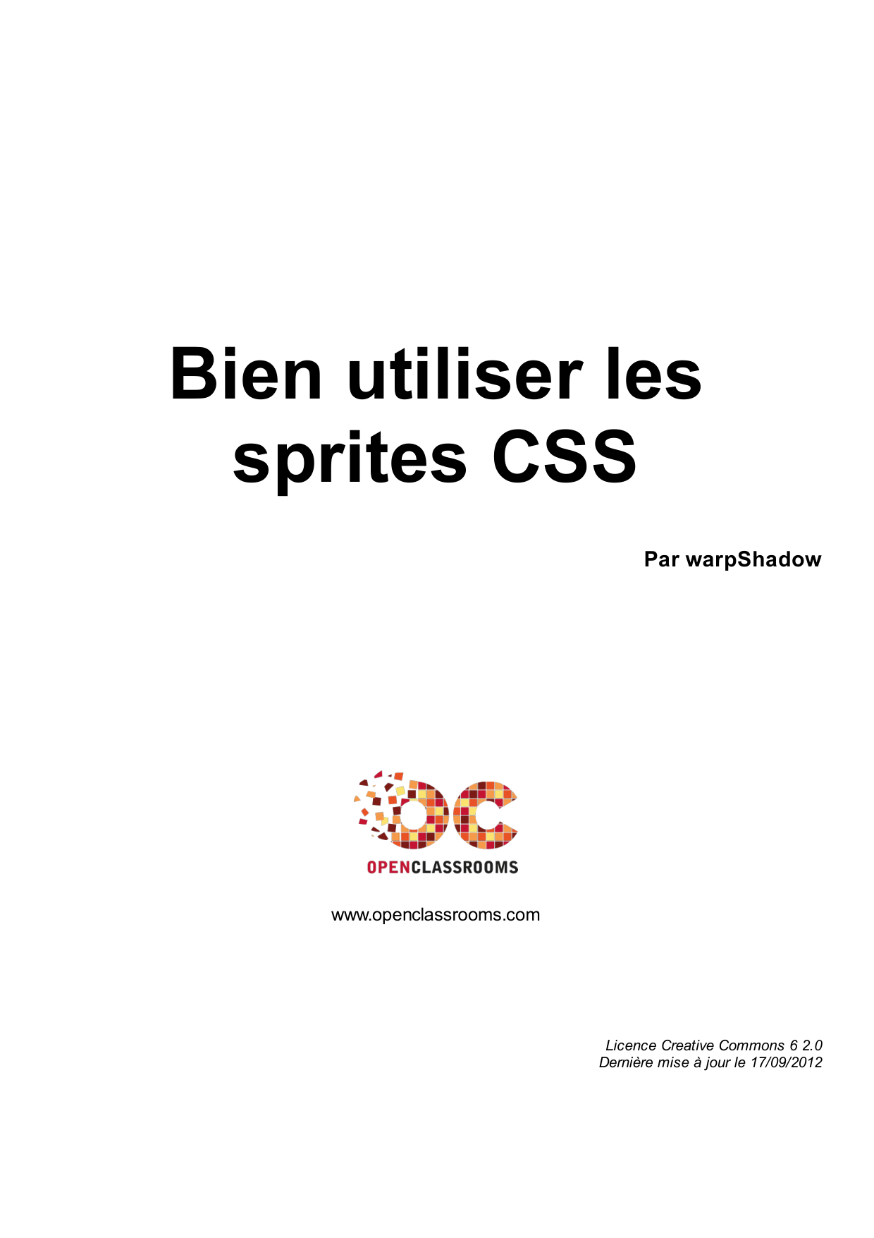 Couverture — Bien utiliser les sprites CSS