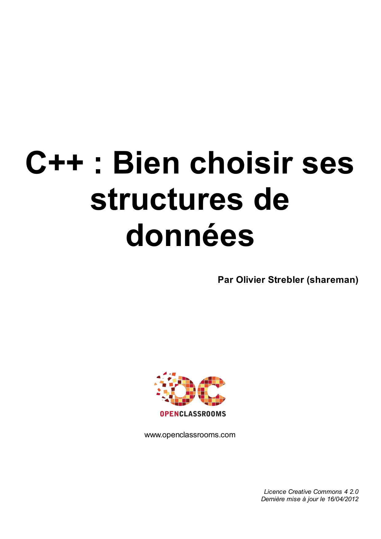 Couverture — C++ : Bien choisir ses structures de données