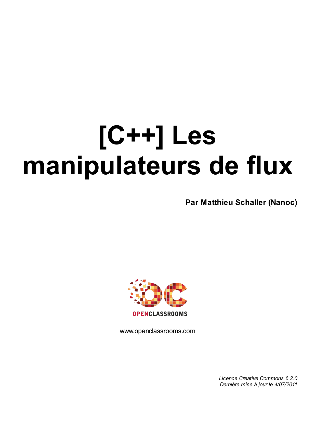 Couverture — [C++] Les manipulateurs de flux