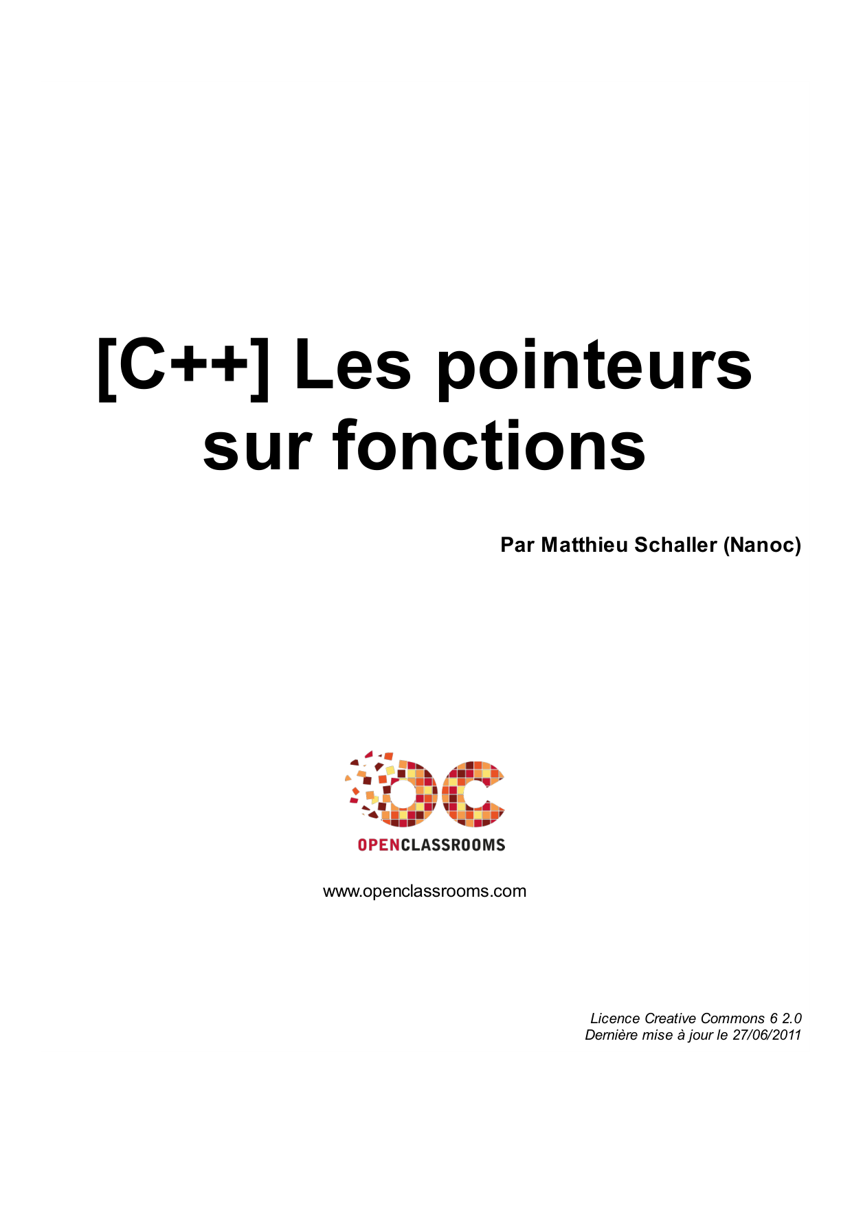 Couverture — [C++] Les pointeurs sur fonctions