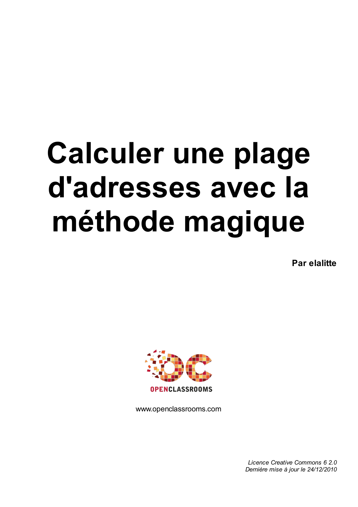 Couverture — Calculer une plage d'adresses avec la méthode magique