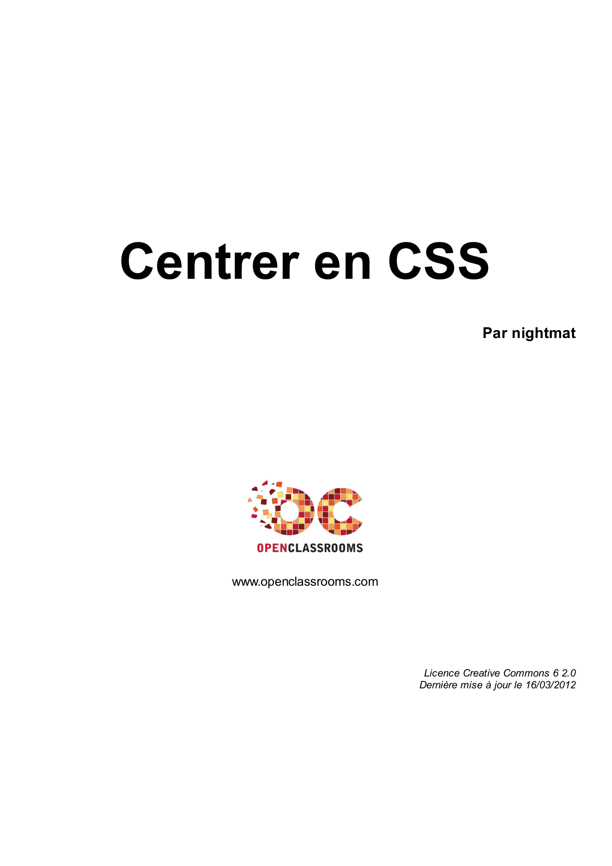 Couverture — Centrer en CSS