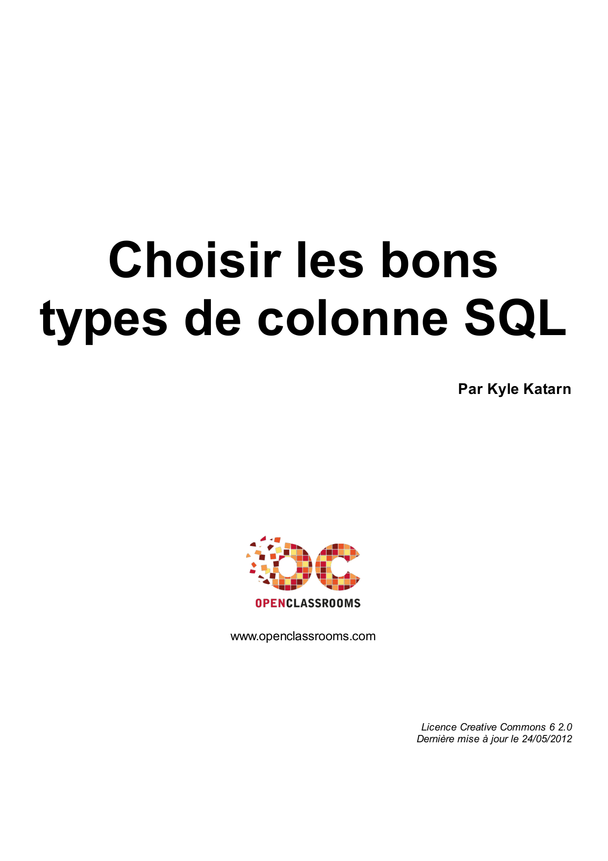 Couverture — Choisir les bons types de colonne SQL