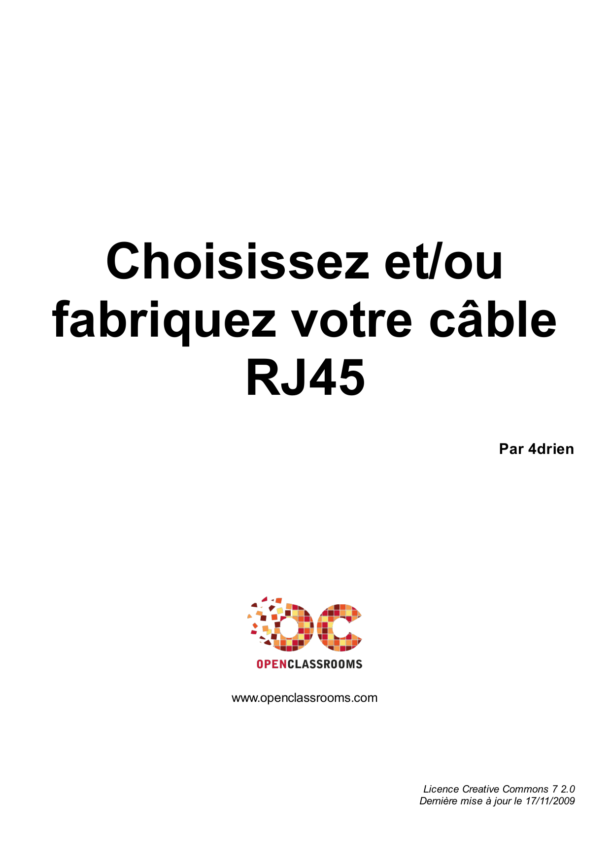 Couverture — Choisissez et/ou fabriquez votre câble RJ45