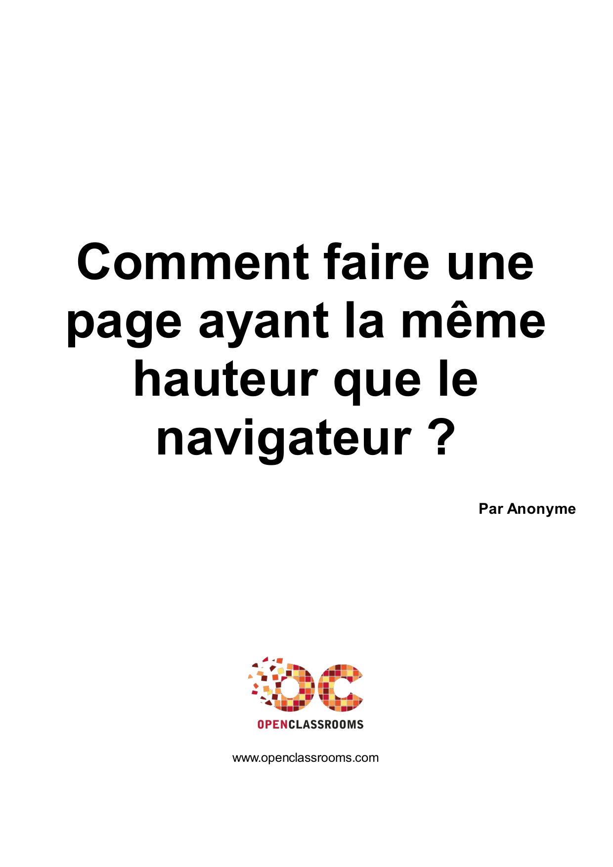 Couverture — Comment faire une page ayant la même hauteur que le navigateur ?