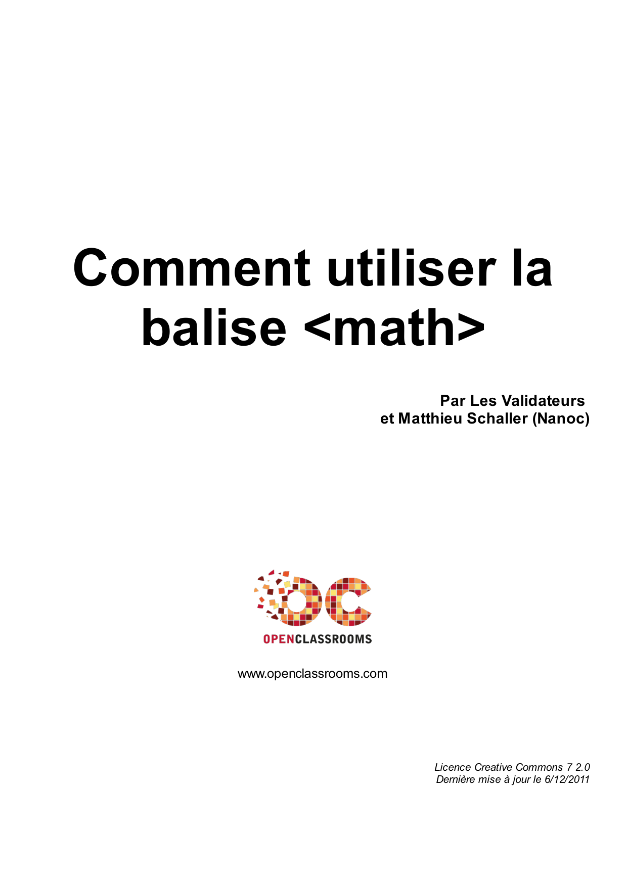 Couverture — Comment utiliser la balise <math>