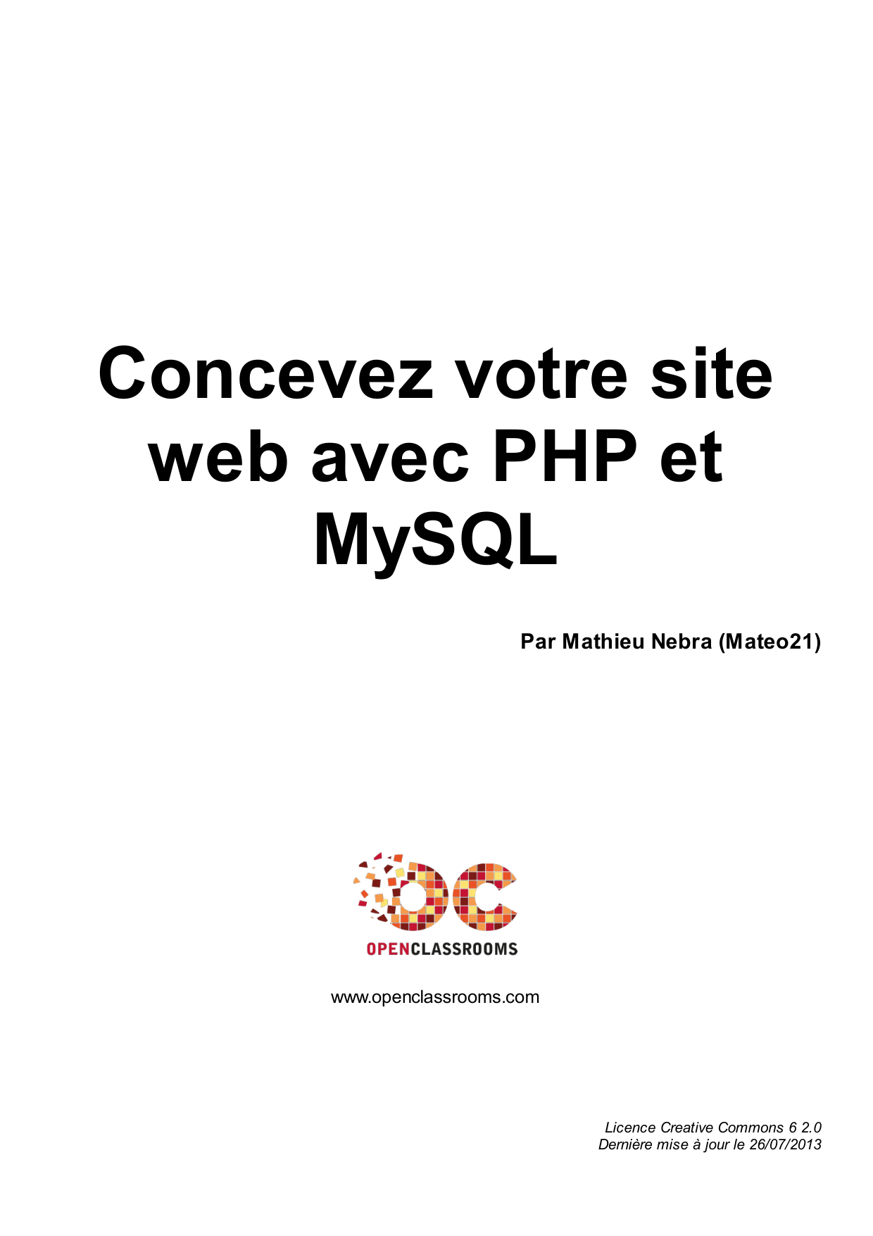 Couverture — Concevez votre site web avec PHP et MySQL
