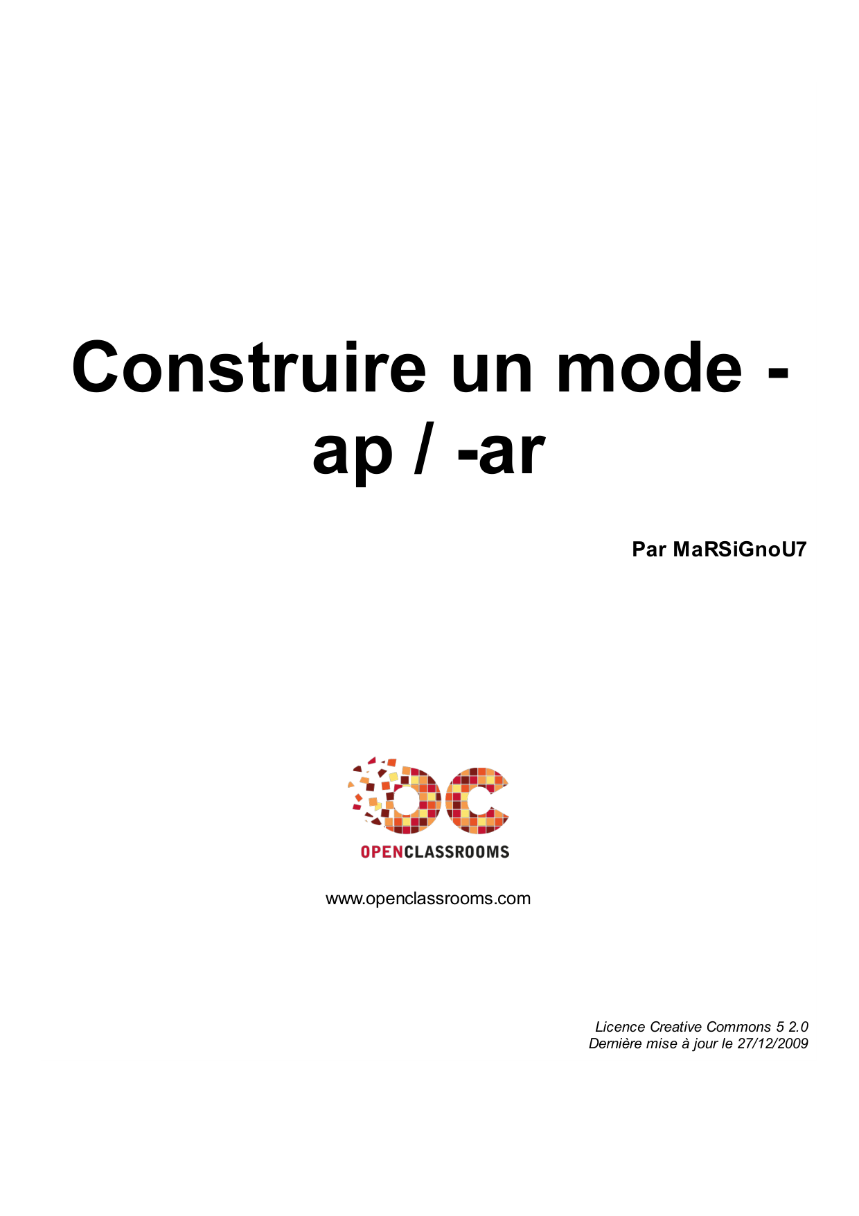 Couverture — Construire un mode - ap / -ar