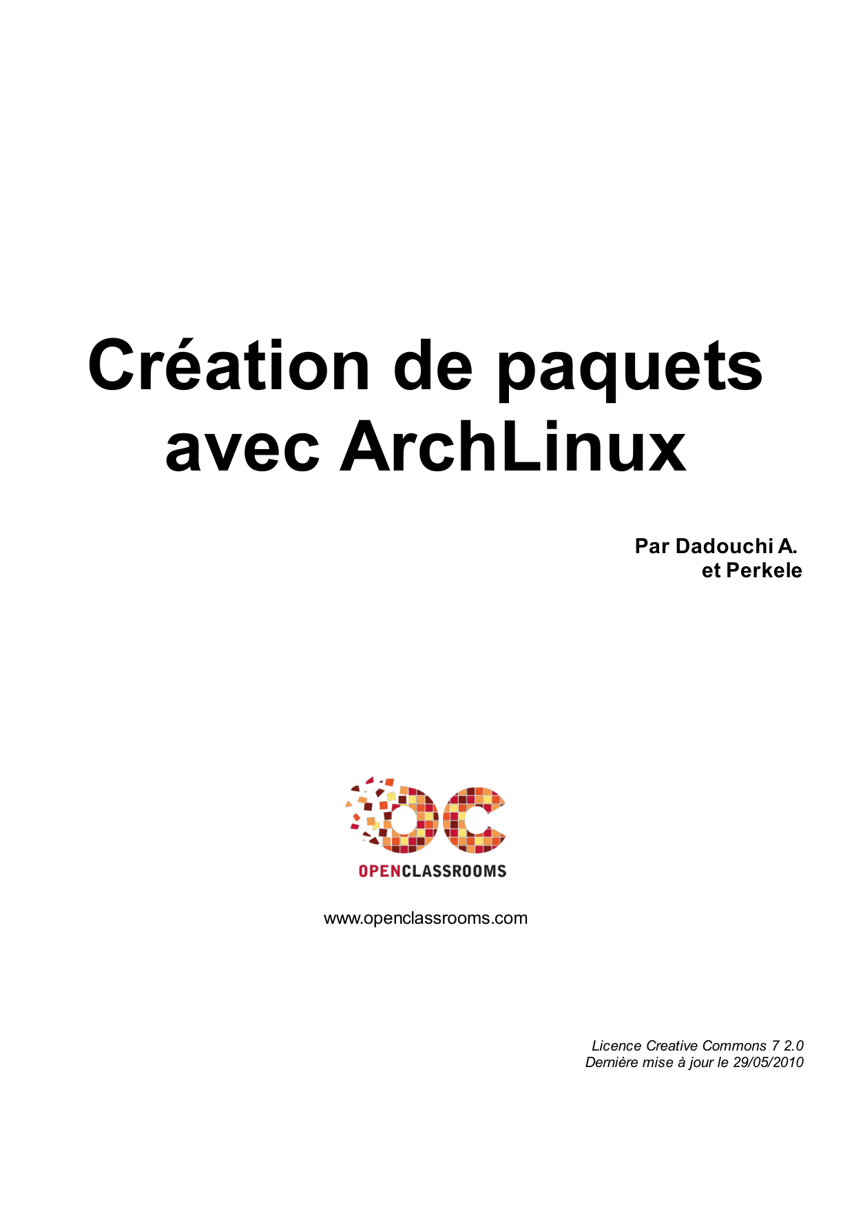 Couverture — Création de paquets avec ArchLinux
