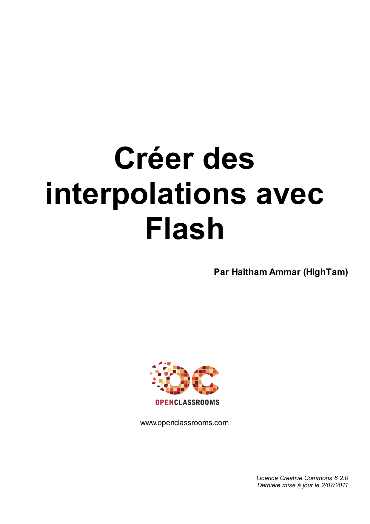 Couverture — Créer des interpolations avec Flash