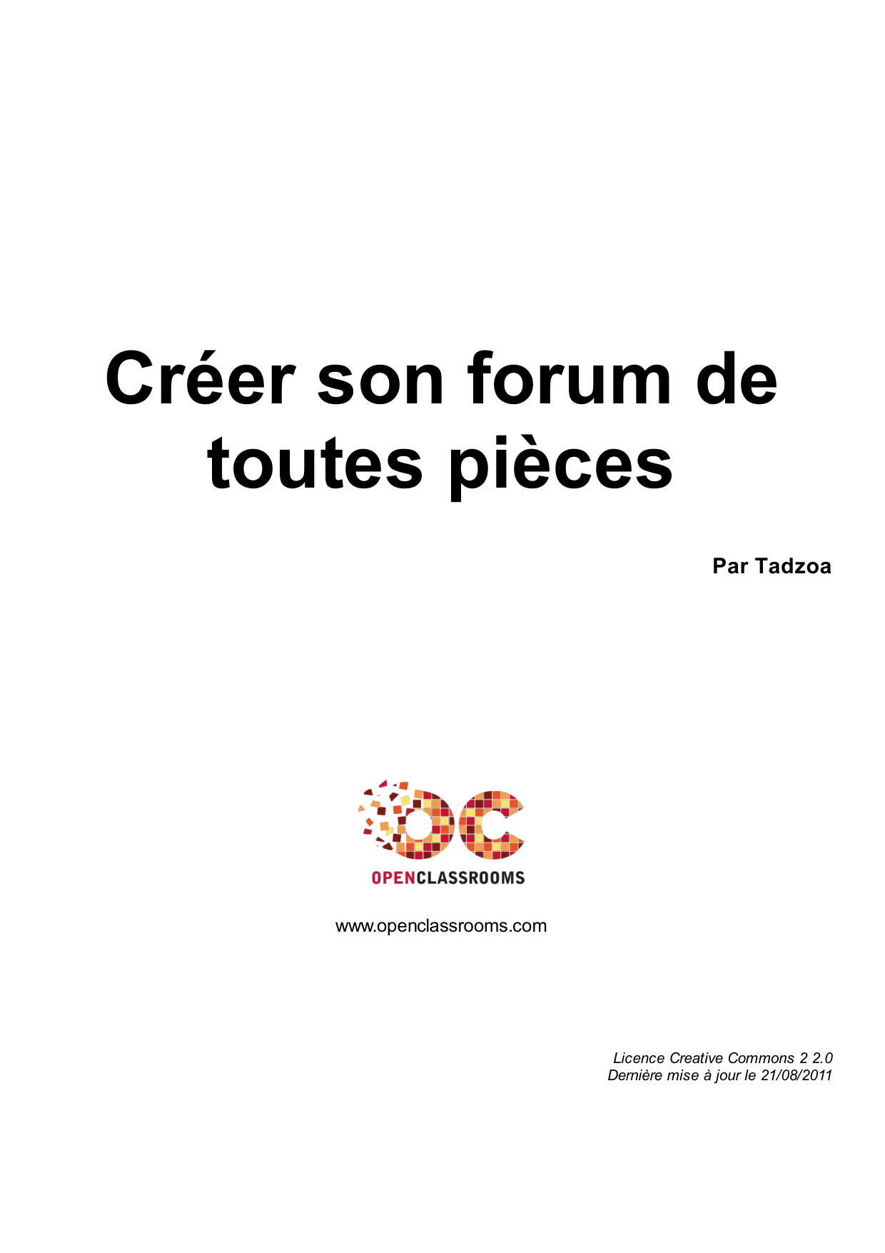 Couverture — Créer son forum de toutes pièces