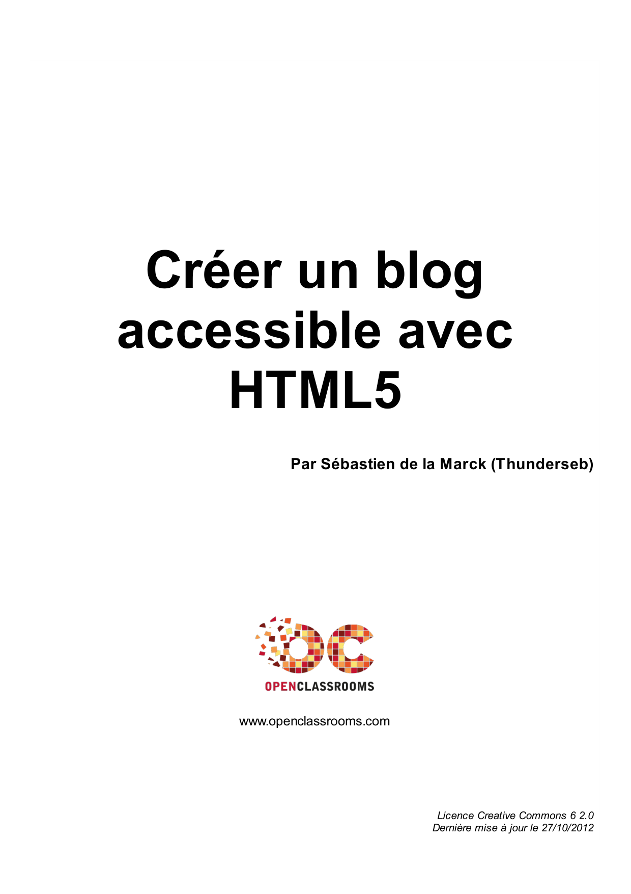 Couverture — Créer un blog accessible avec HTML5