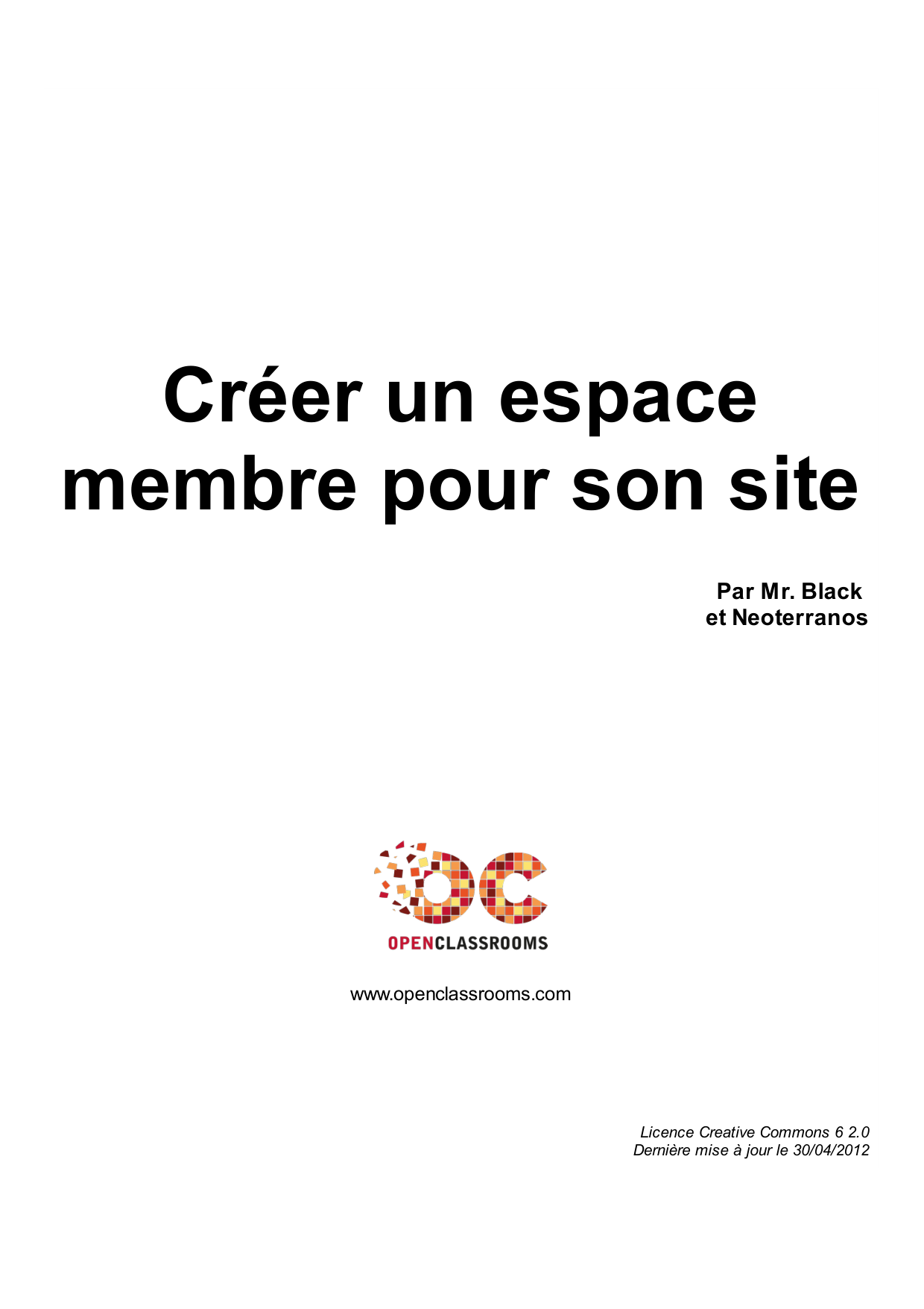 Couverture — Créer un espace membre pour son site