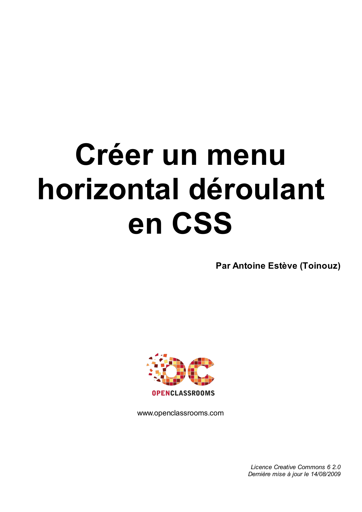Couverture — Créer un menu horizontal déroulant en CSS