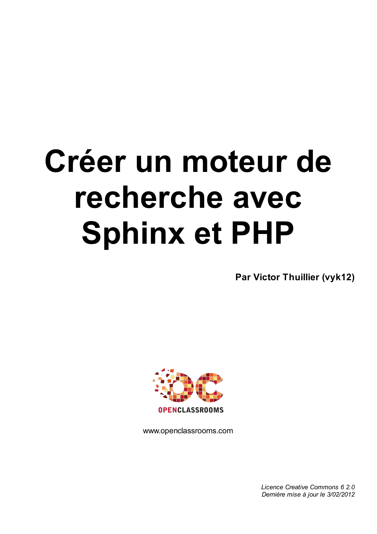 Couverture — Créer un moteur de recherche avec Sphinx et PHP