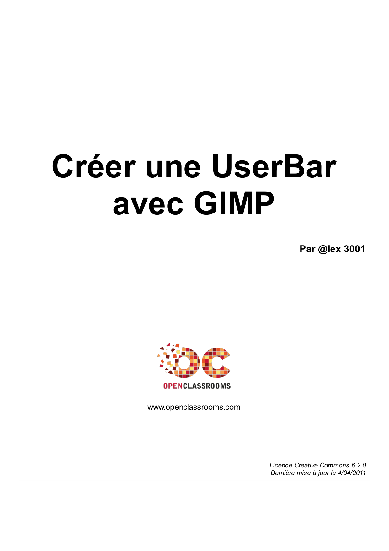 Couverture — Créer une UserBar avec GIMP