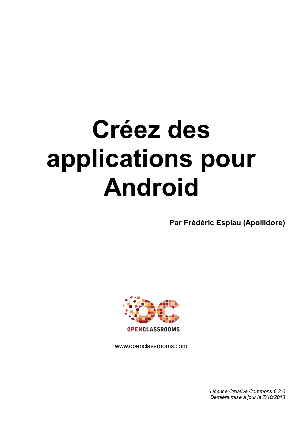 Couverture — Créez des applications pour Android