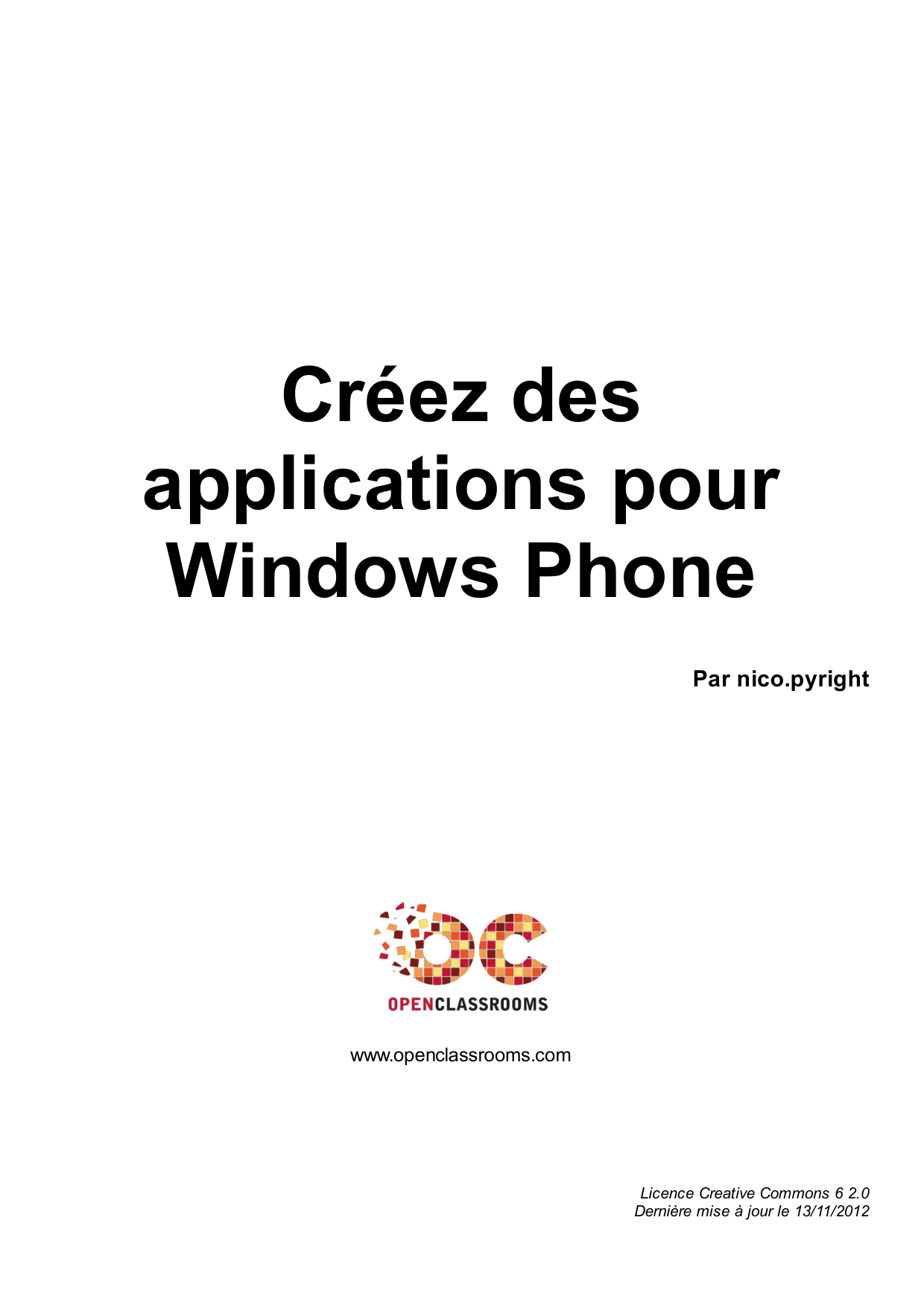 Couverture — Créez des applications pour Windows Phone