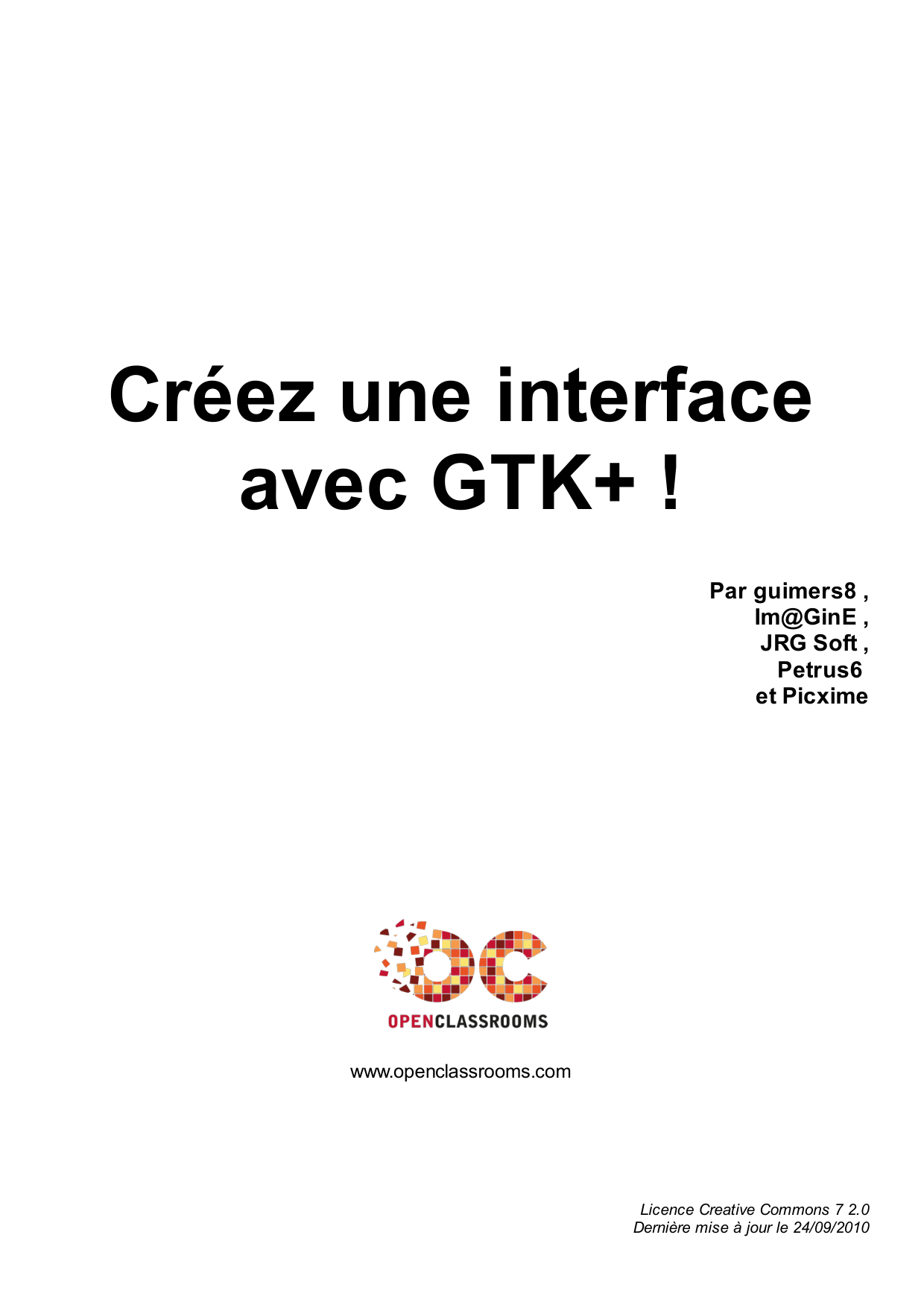 Couverture — Créez une interface avec GTK+ !