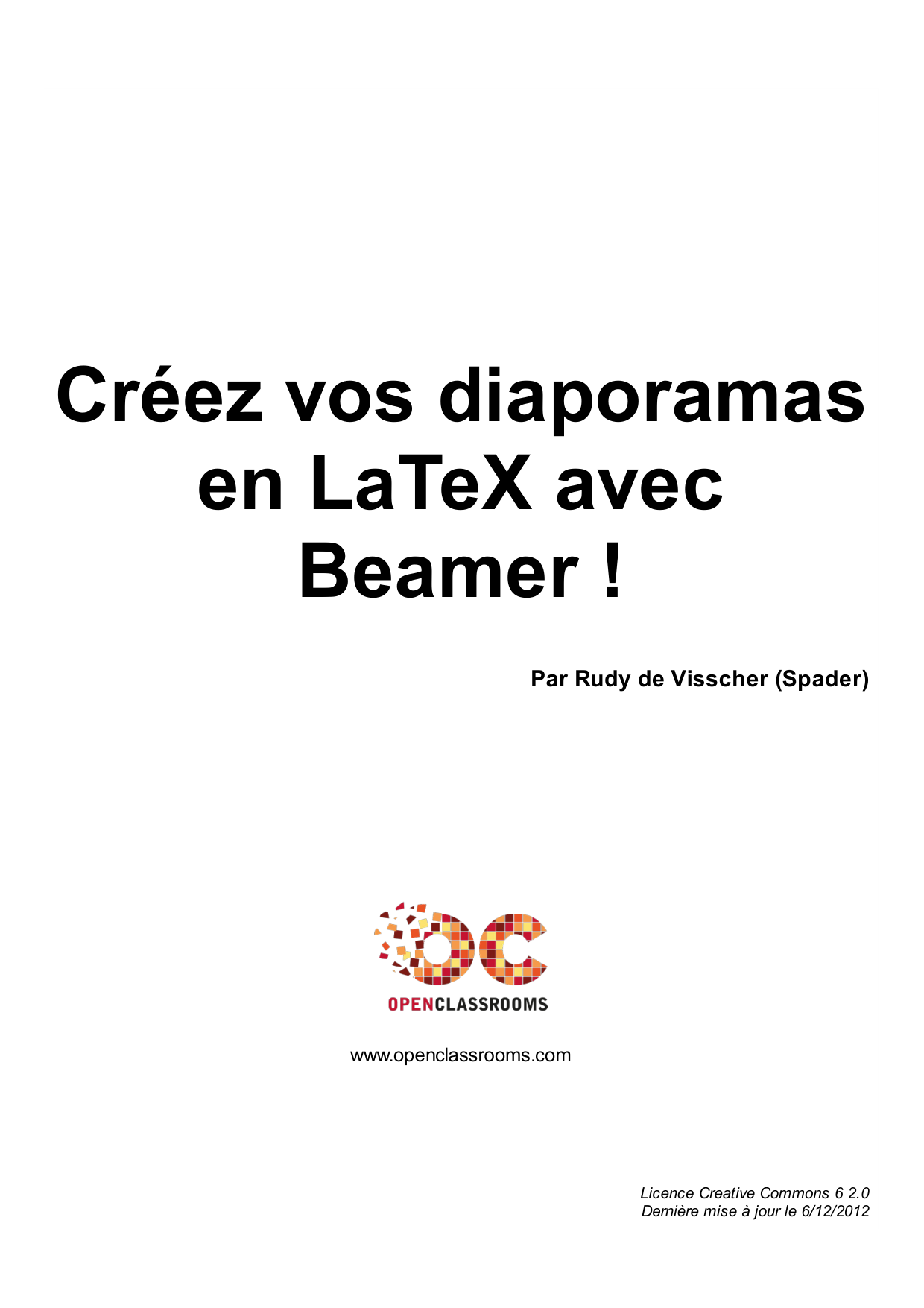 Couverture — Créez vos diaporamas en LaTeX avec Beamer !
