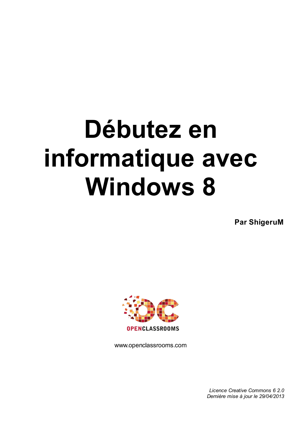 Couverture — Débutez en informatique avec Windows 8