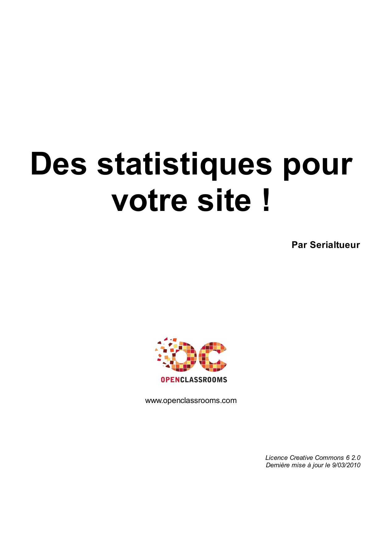 Couverture — Des statistiques pour votre site !