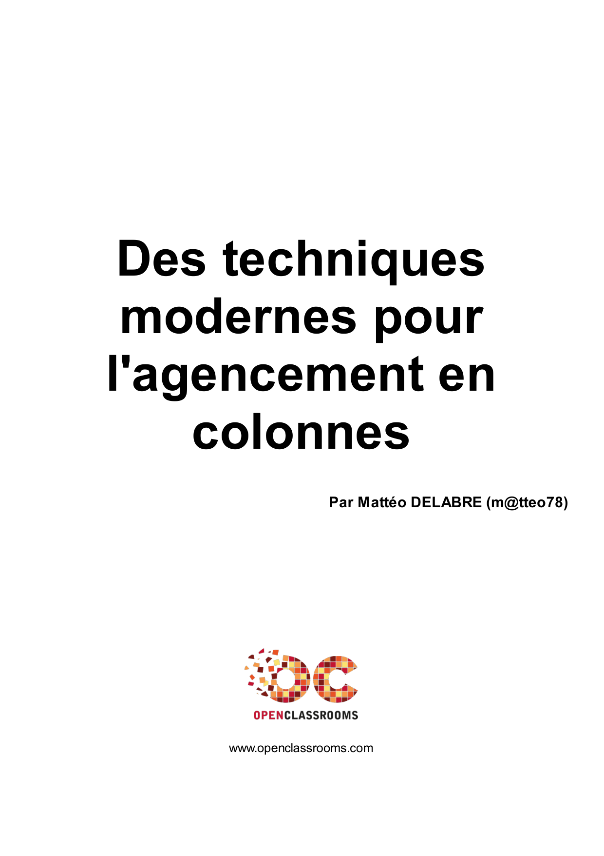 Couverture — Des techniques modernes pour l'agencement en colonnes