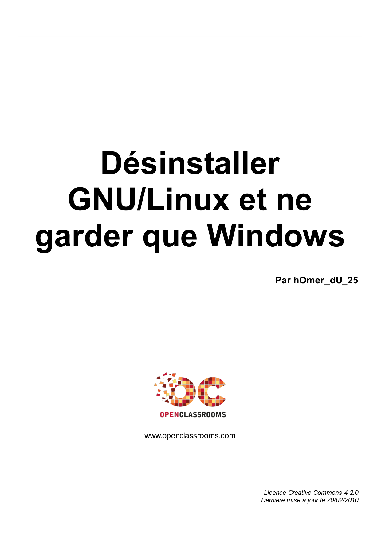 Couverture — Désinstaller GNU/Linux et ne garder que Windows