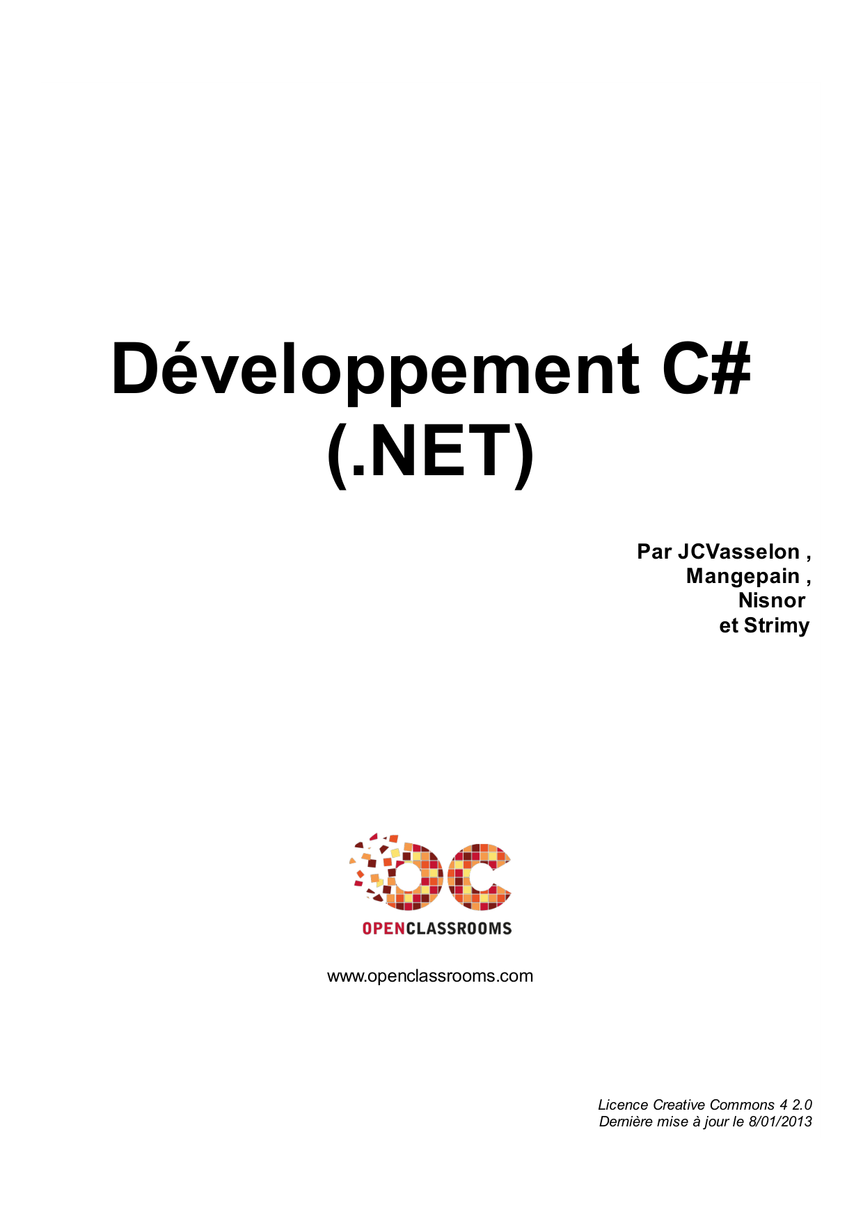 Couverture — Développement C# (.NET)