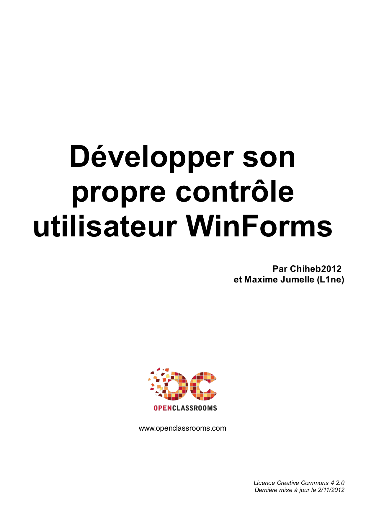 Couverture — Développer son propre contrôle utilisateur WinForms