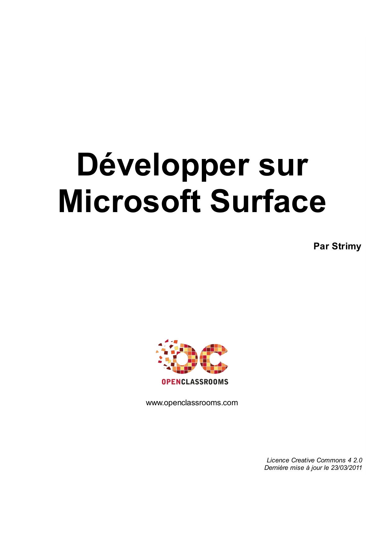 Couverture — Développer sur Microsoft Surface