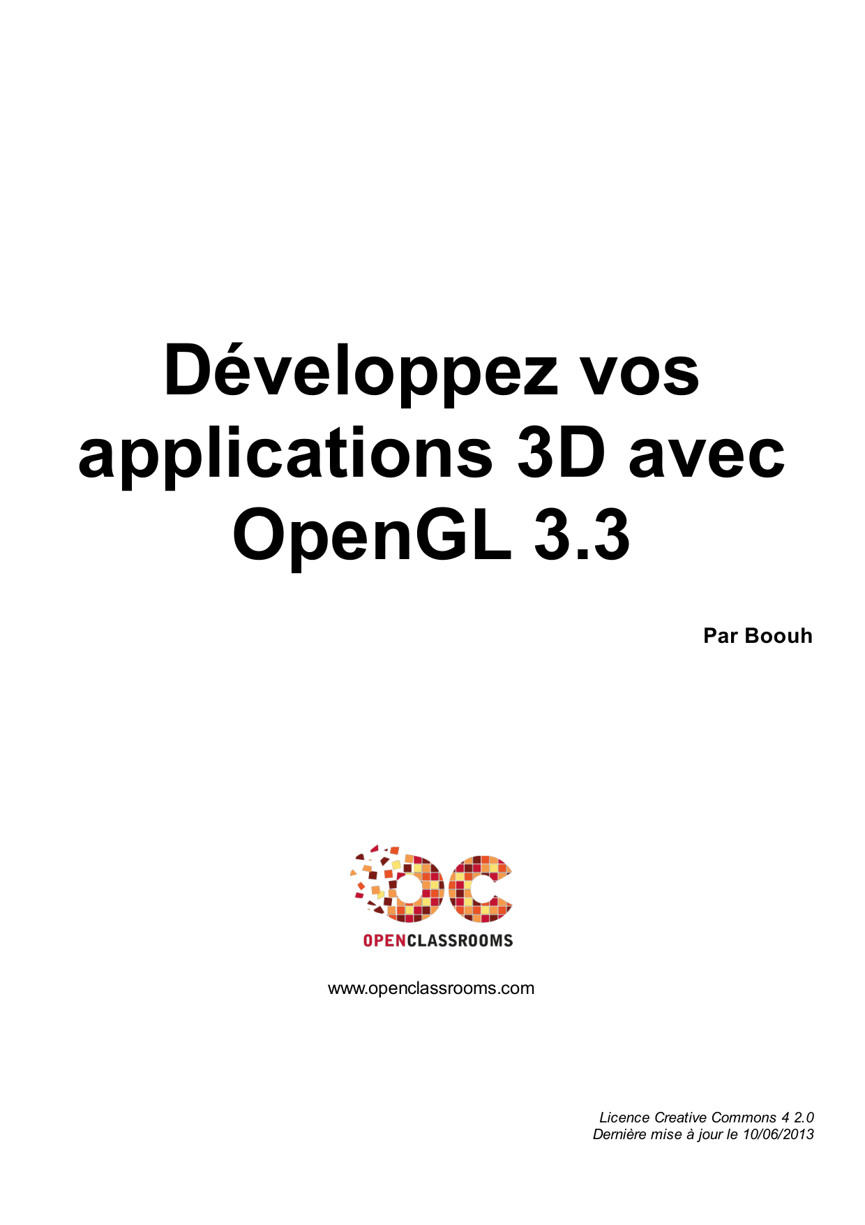 Couverture — Développez vos applications 3D avec OpenGL 3.3