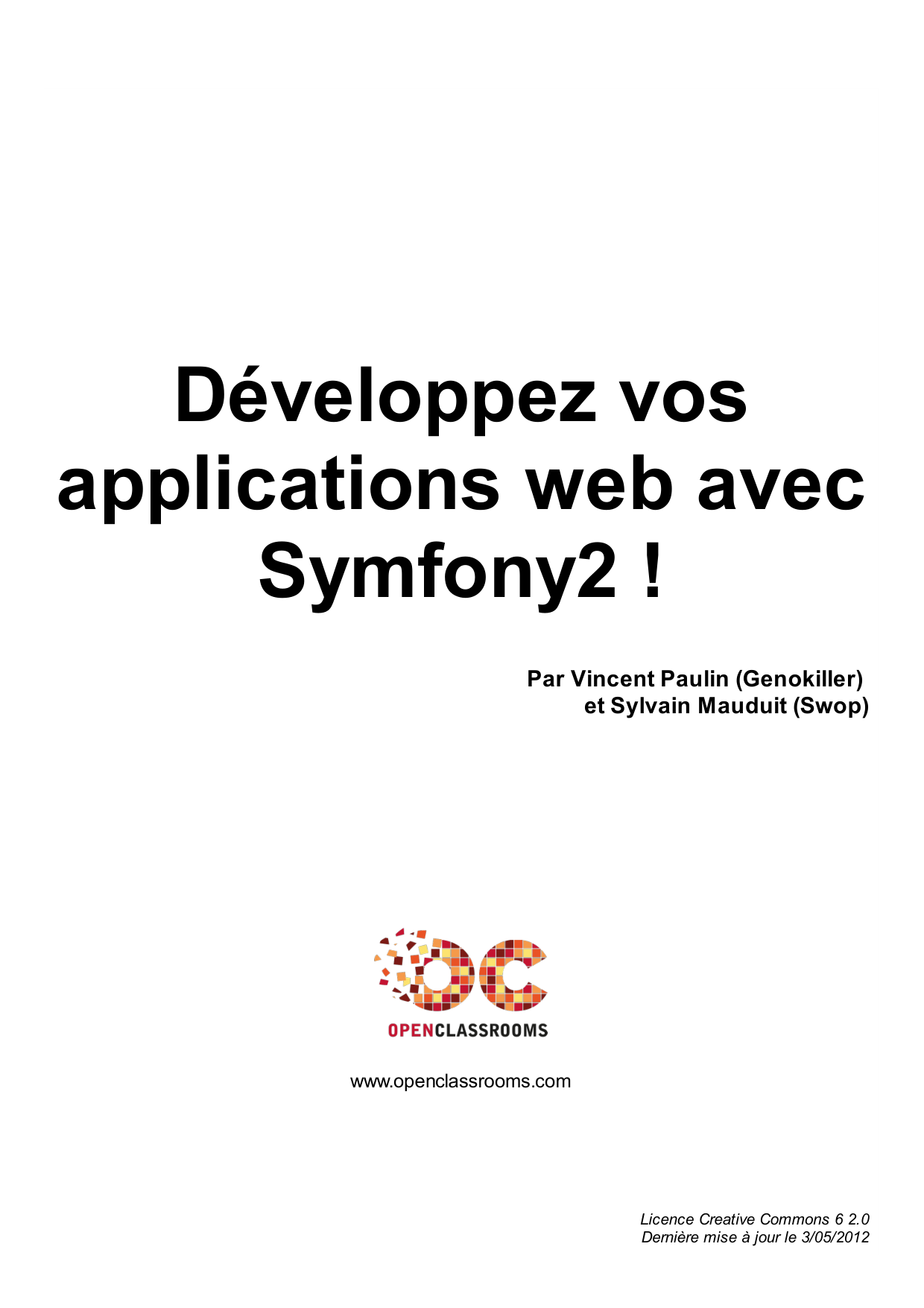 Couverture — Développez vos applications web avec Symfony2 !