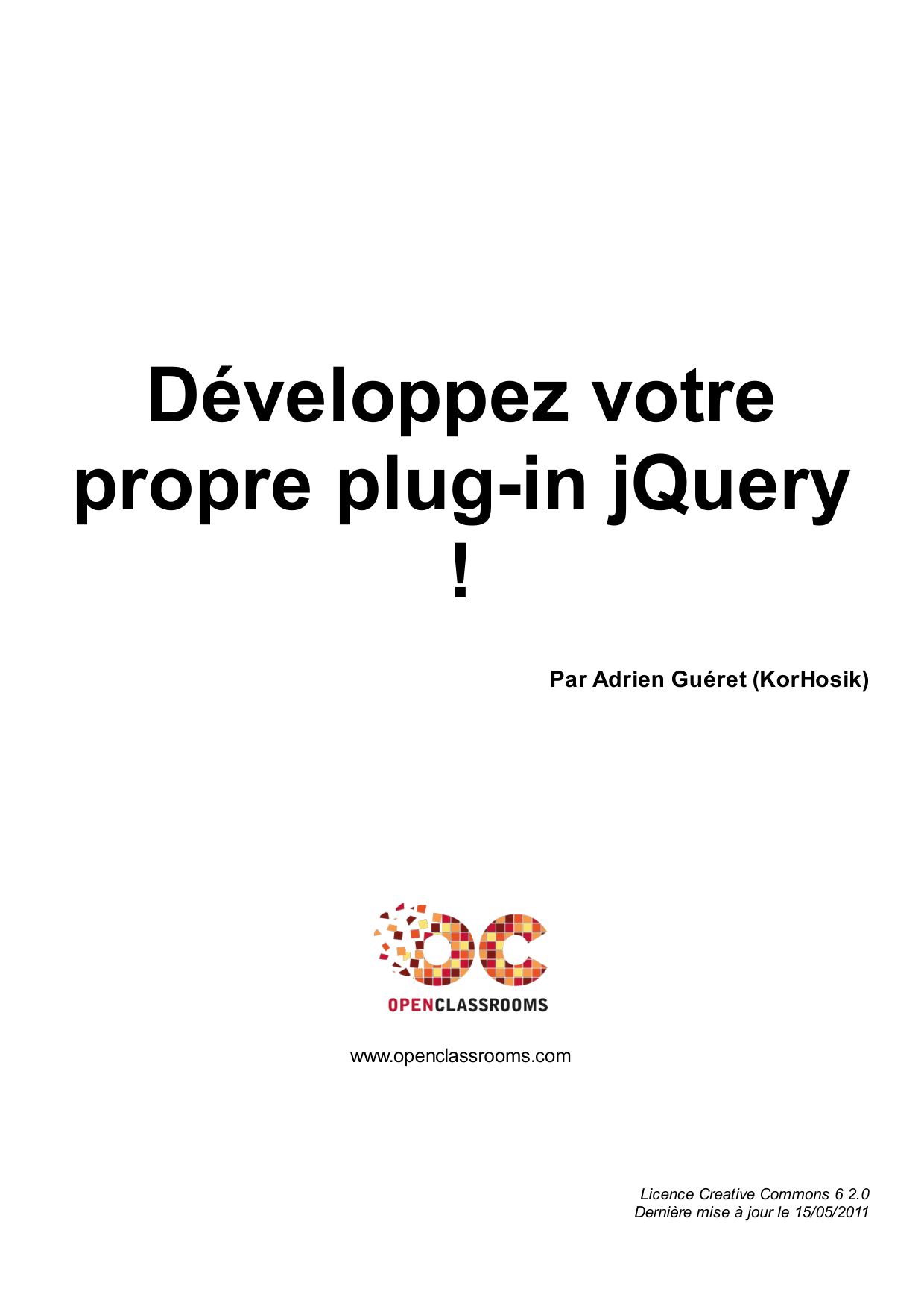 Couverture — Développez votre propre plug-in jQuery !